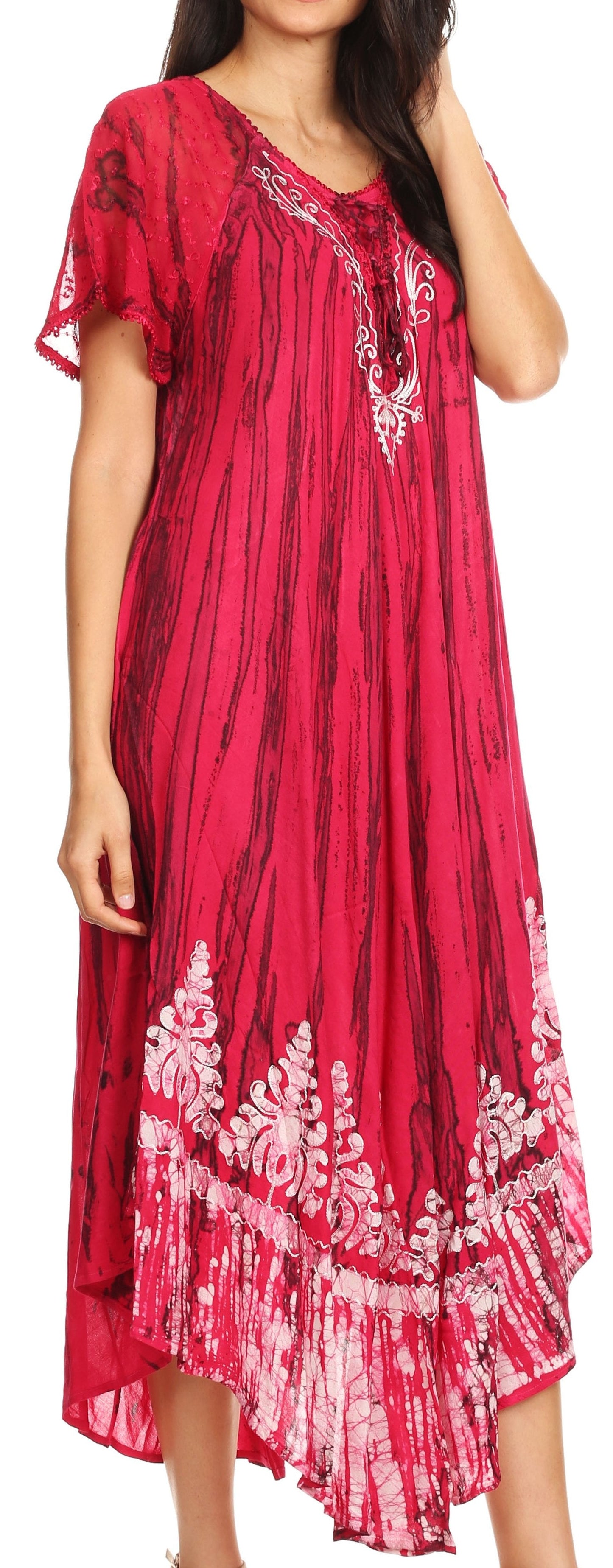 Sakkas Devora Women's Maxi NightGown Caftan Kaftan Dress Tie Dye Batik & Corset - Concordia Style Boutique