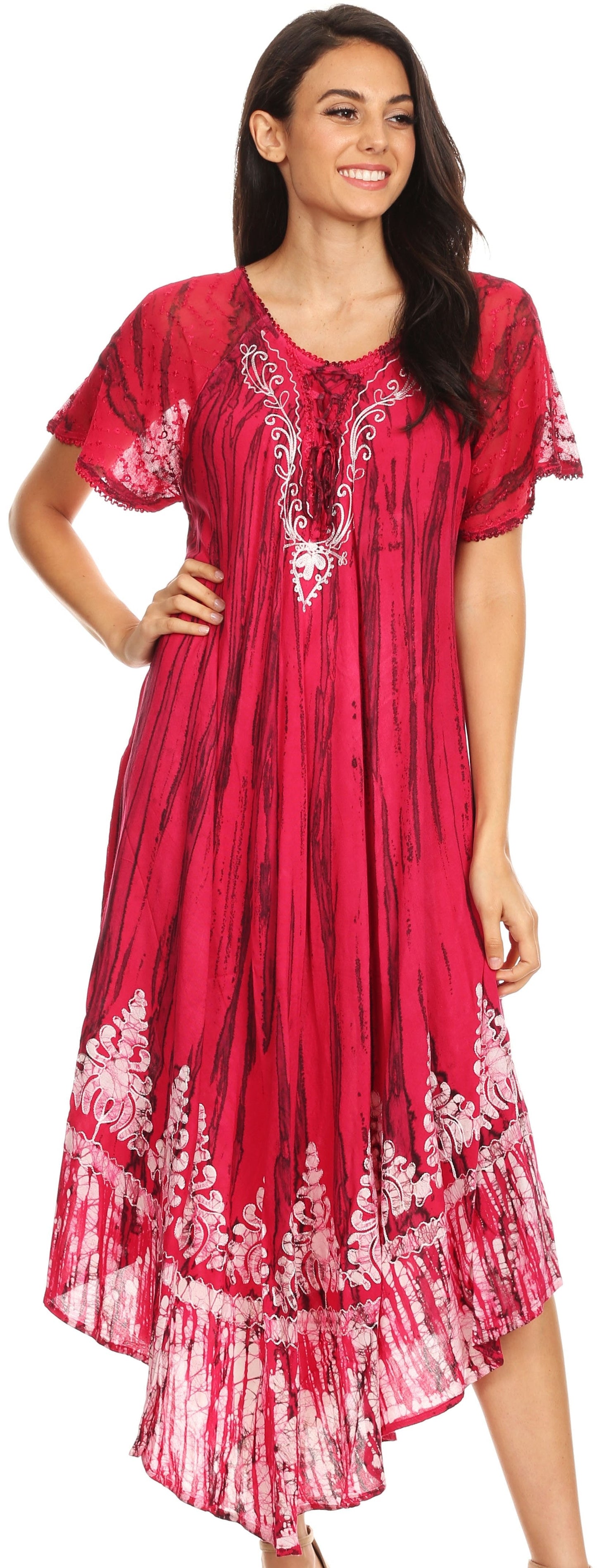 Sakkas Devora Women's Maxi NightGown Caftan Kaftan Dress Tie Dye Batik & Corset - Concordia Style Boutique