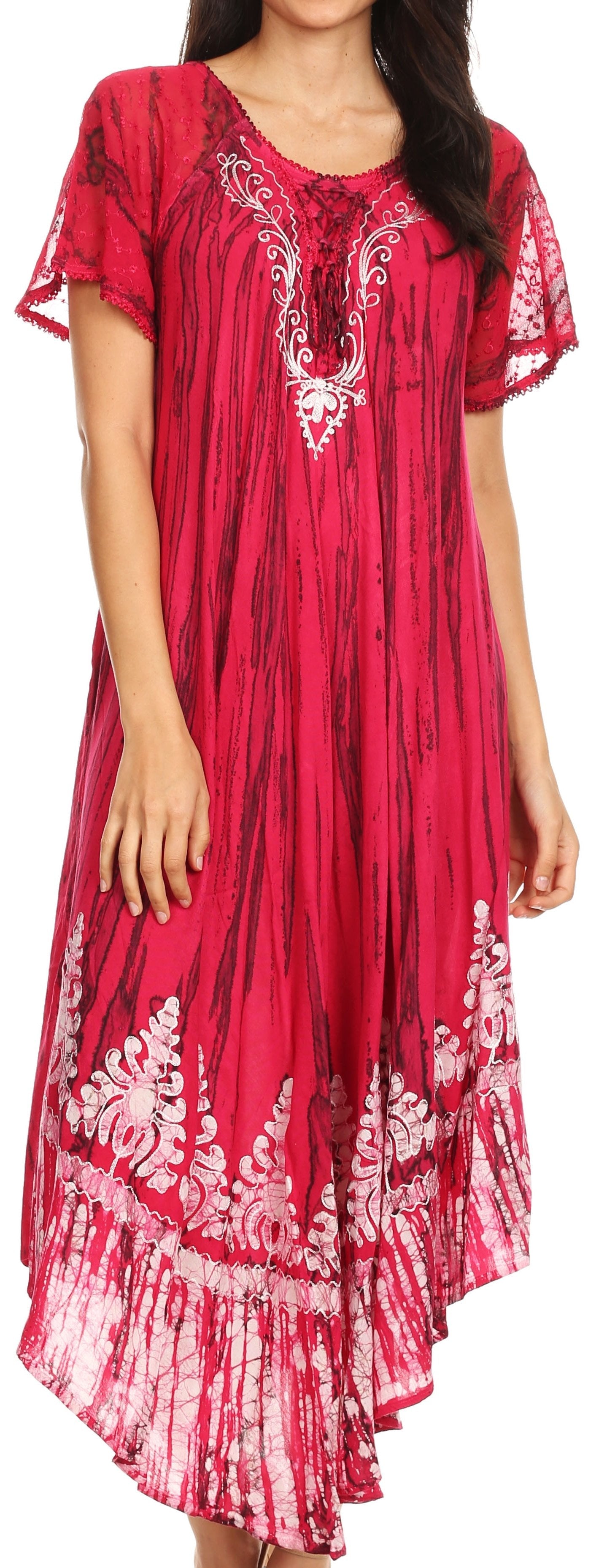 Sakkas Devora Women's Maxi NightGown Caftan Kaftan Dress Tie Dye Batik & Corset - Concordia Style Boutique