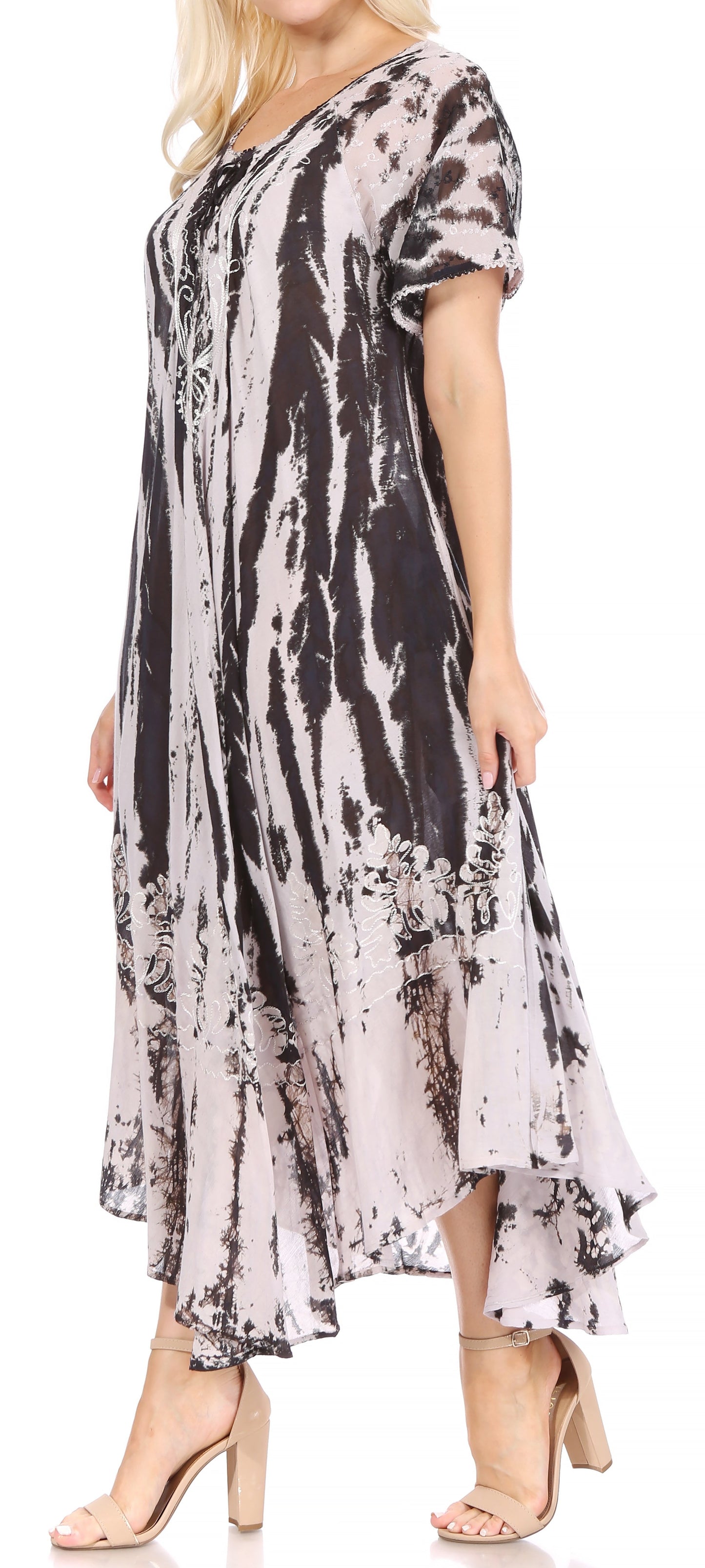 Sakkas Devora Women's Maxi NightGown Caftan Kaftan Dress Tie Dye Batik & Corset - Concordia Style Boutique
