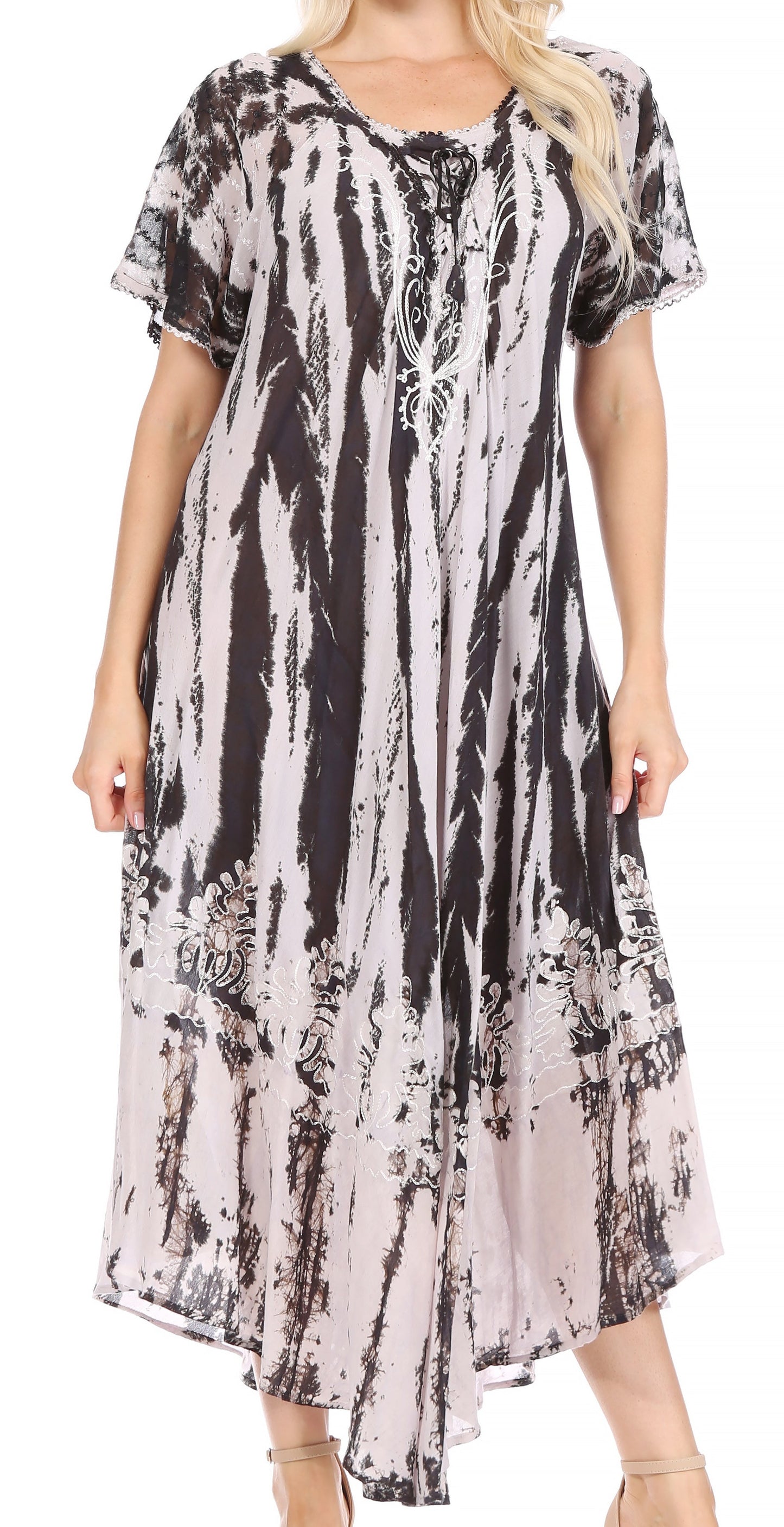 Sakkas Devora Women's Maxi NightGown Caftan Kaftan Dress Tie Dye Batik & Corset - Concordia Style Boutique