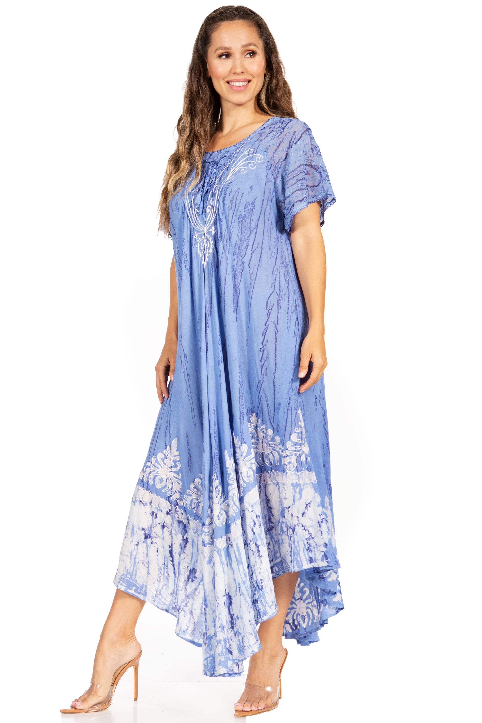 Sakkas Devora Women's Maxi NightGown Caftan Kaftan Dress Tie Dye Batik & Corset - Concordia Style Boutique
