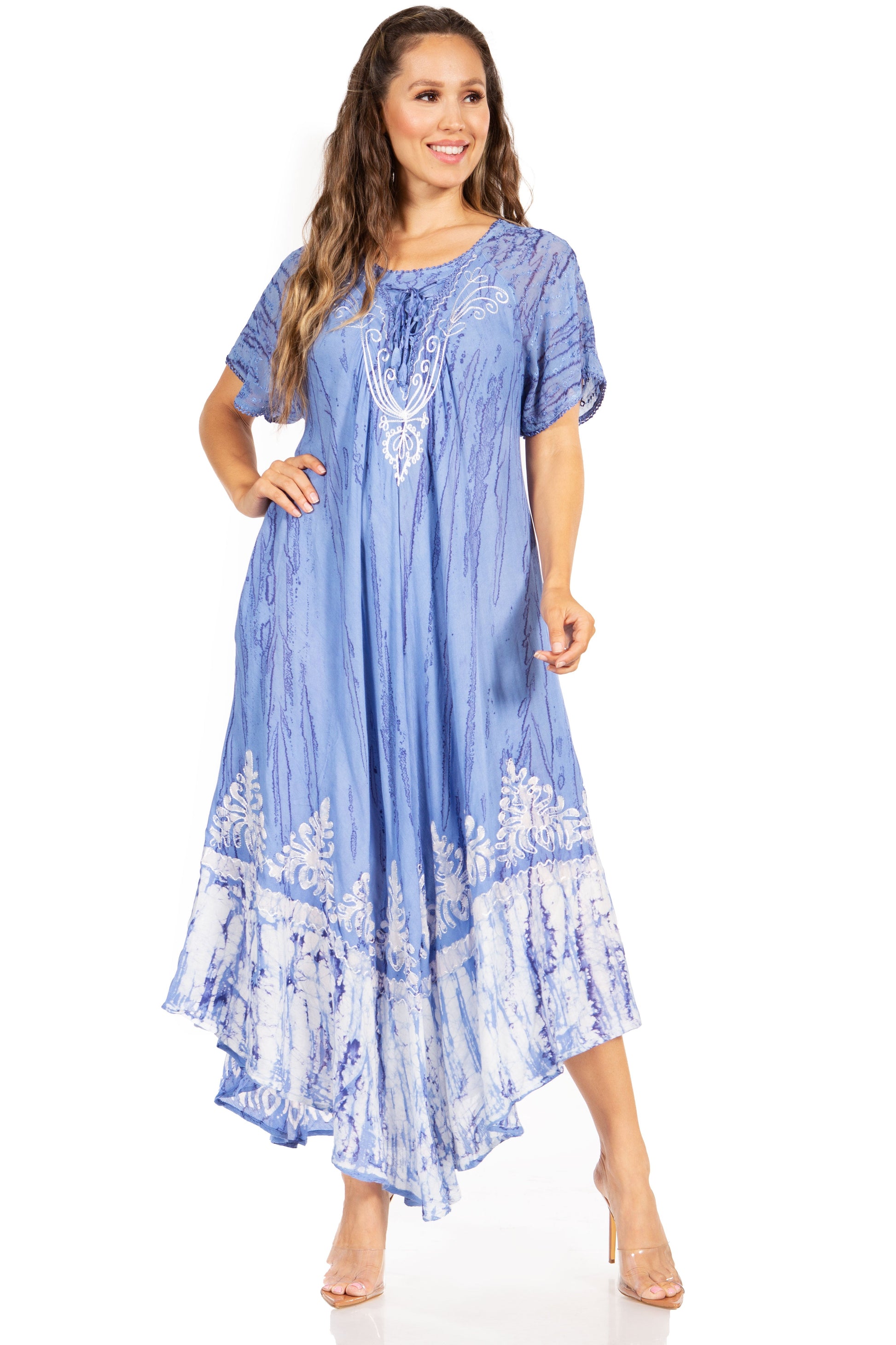 Sakkas Devora Women's Maxi NightGown Caftan Kaftan Dress Tie Dye Batik & Corset - Concordia Style Boutique