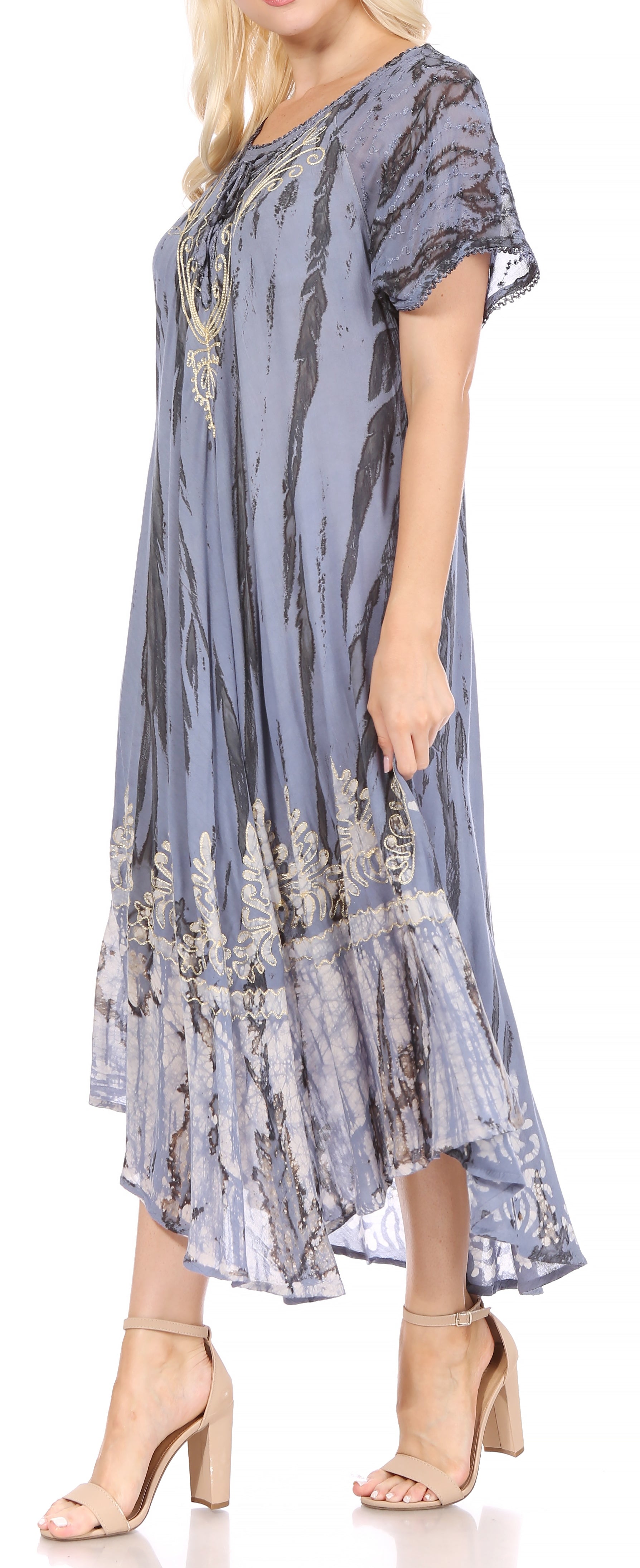 Sakkas Devora Women's Maxi NightGown Caftan Kaftan Dress Tie Dye Batik & Corset - Concordia Style Boutique