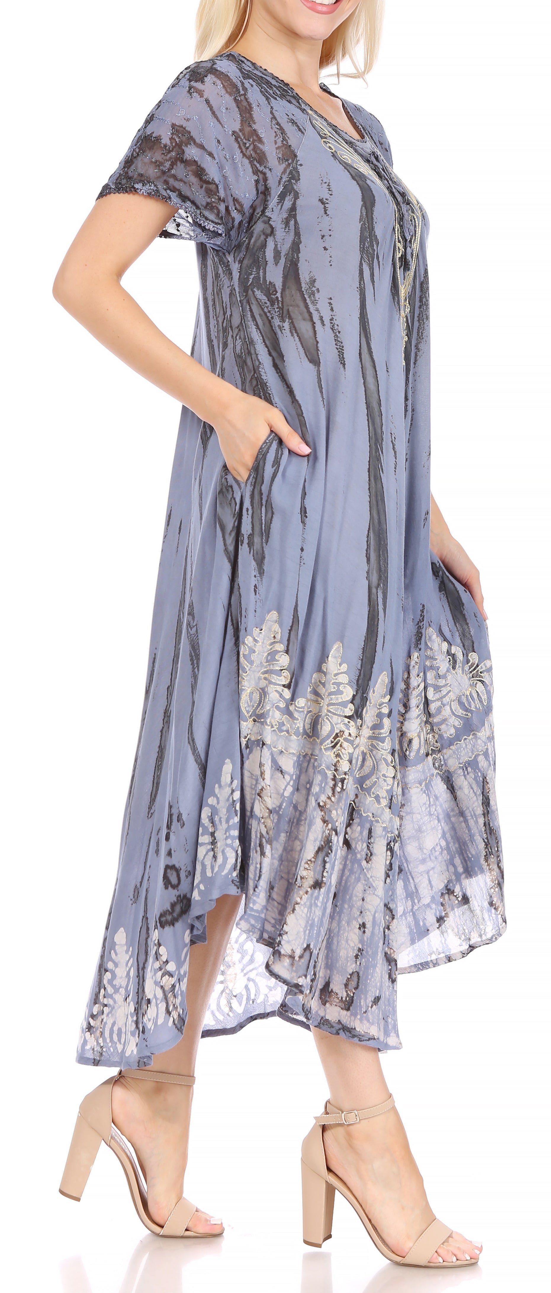 Sakkas Devora Women's Maxi NightGown Caftan Kaftan Dress Tie Dye Batik & Corset - Concordia Style Boutique