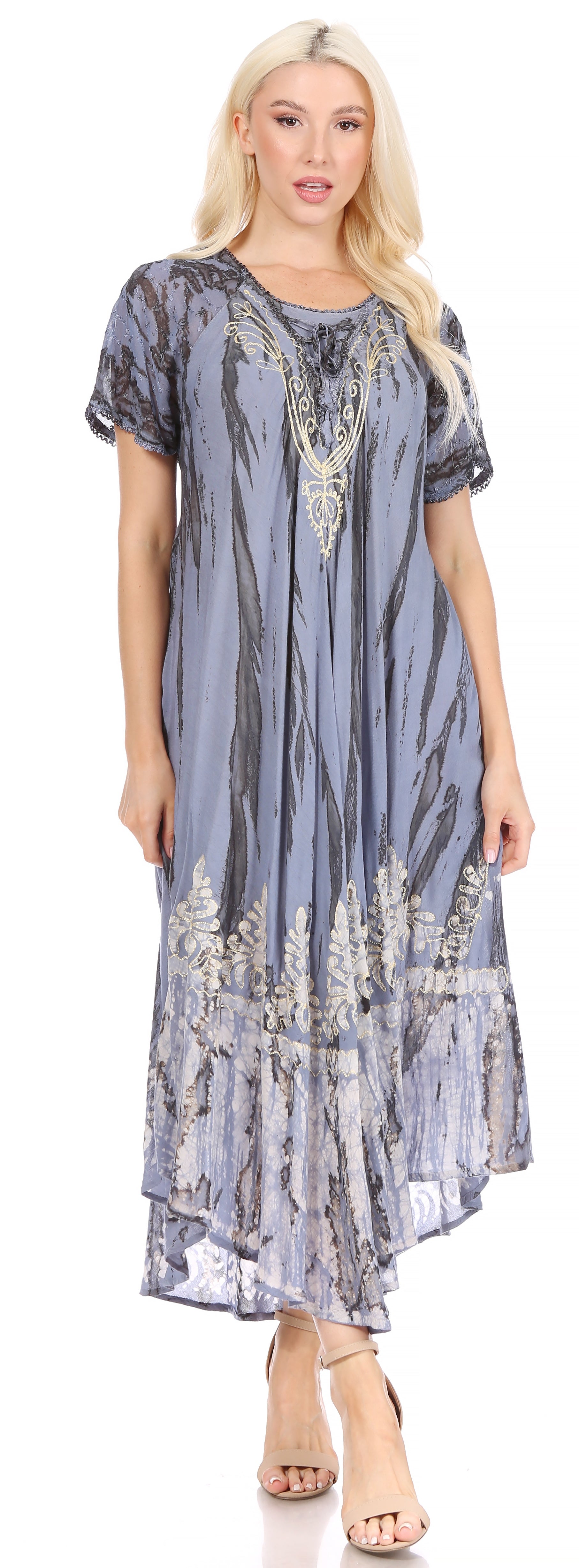 Sakkas Devora Women's Maxi NightGown Caftan Kaftan Dress Tie Dye Batik & Corset - Concordia Style Boutique