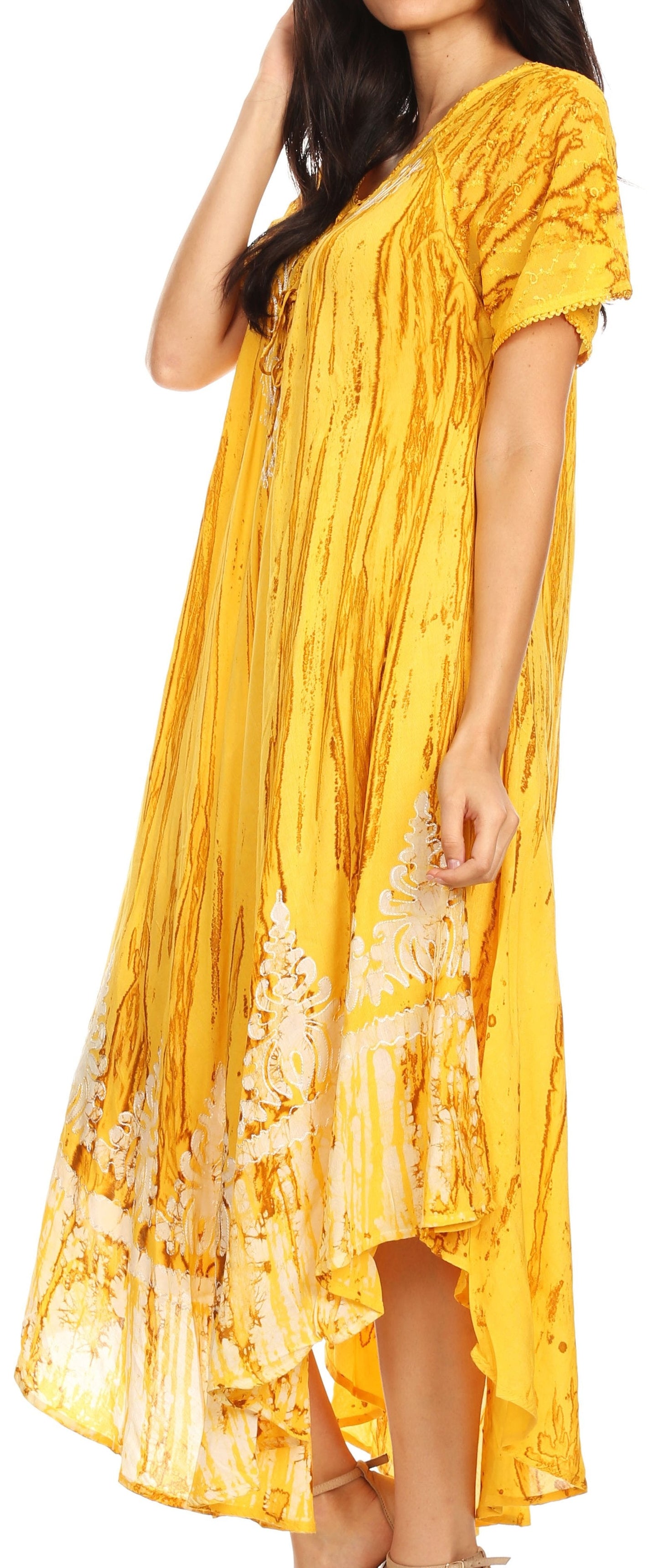 Sakkas Devora Women's Maxi NightGown Caftan Kaftan Dress Tie Dye Batik & Corset - Concordia Style Boutique