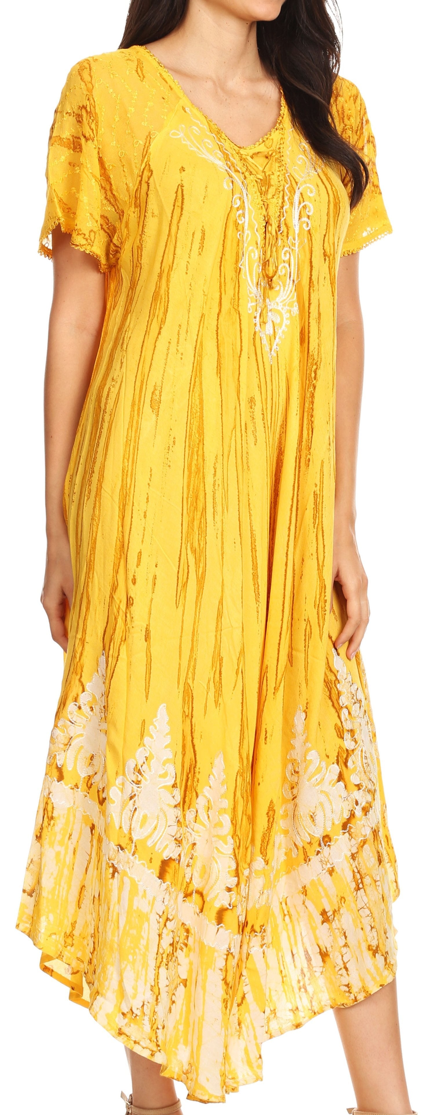 Sakkas Devora Women's Maxi NightGown Caftan Kaftan Dress Tie Dye Batik & Corset - Concordia Style Boutique