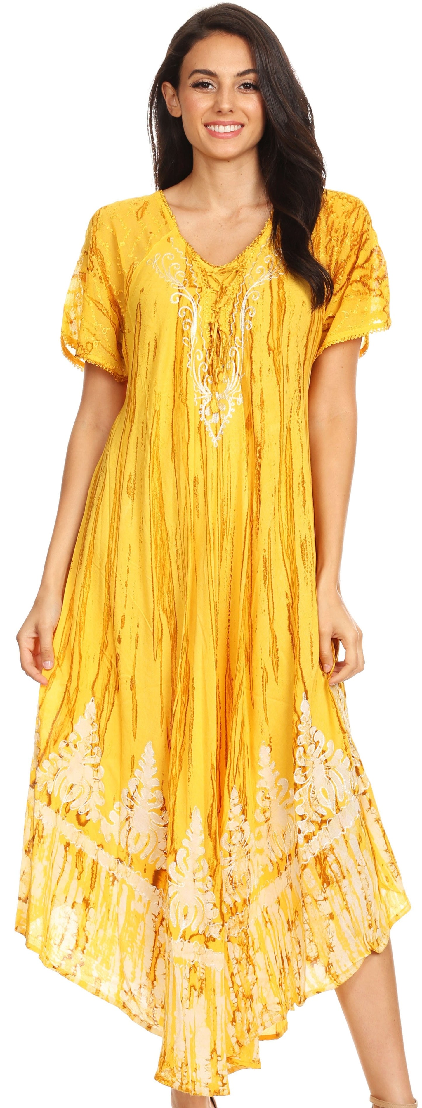Sakkas Devora Women's Maxi NightGown Caftan Kaftan Dress Tie Dye Batik & Corset - Concordia Style Boutique