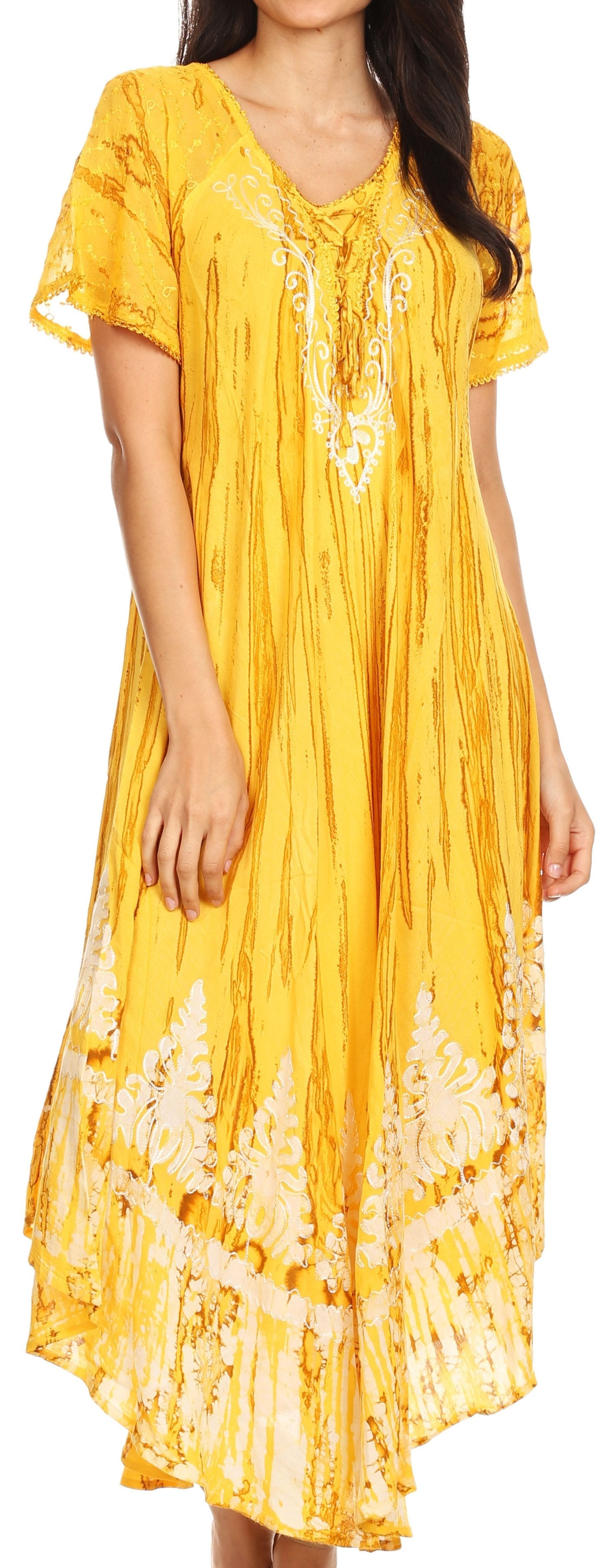 Sakkas Devora Women's Maxi NightGown Caftan Kaftan Dress Tie Dye Batik & Corset - Concordia Style Boutique