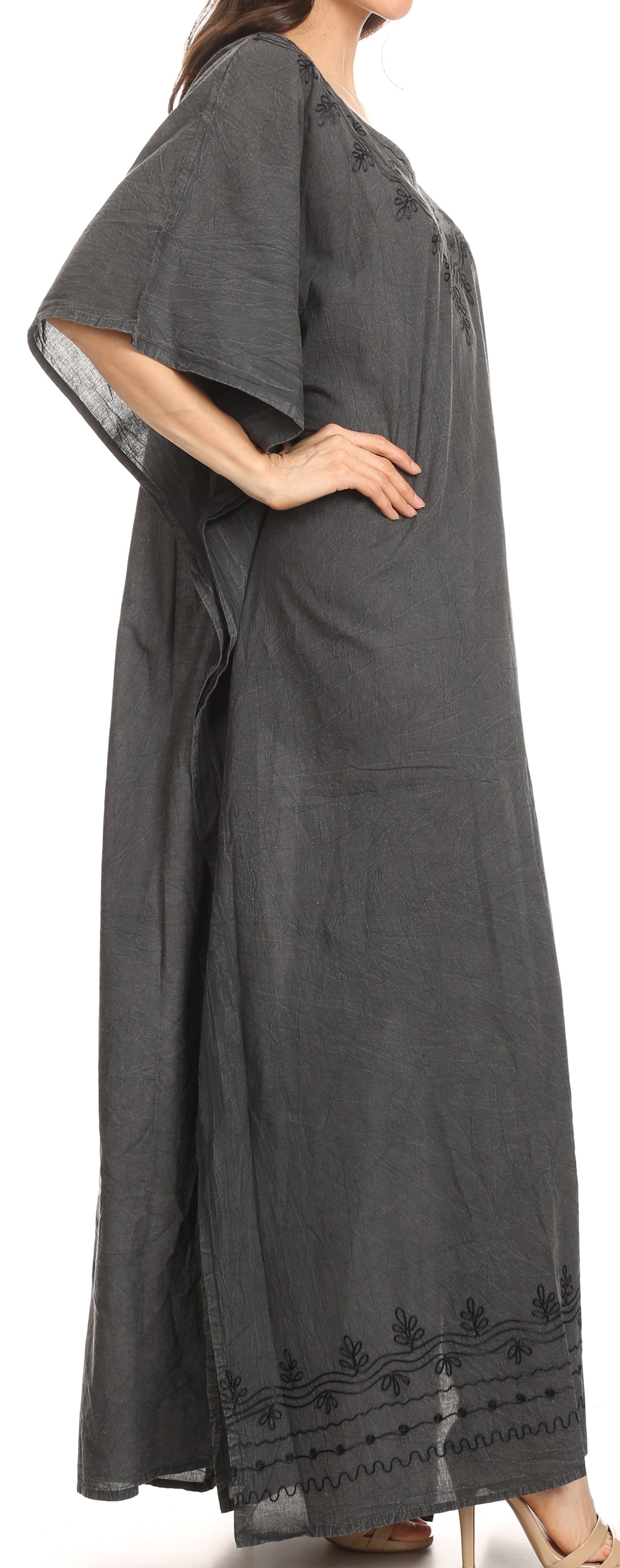 Sakkas Favi Womens Casual Long Maxi Dress Caftan Cover Up Loungewear in Rayon - Concordia Style Boutique