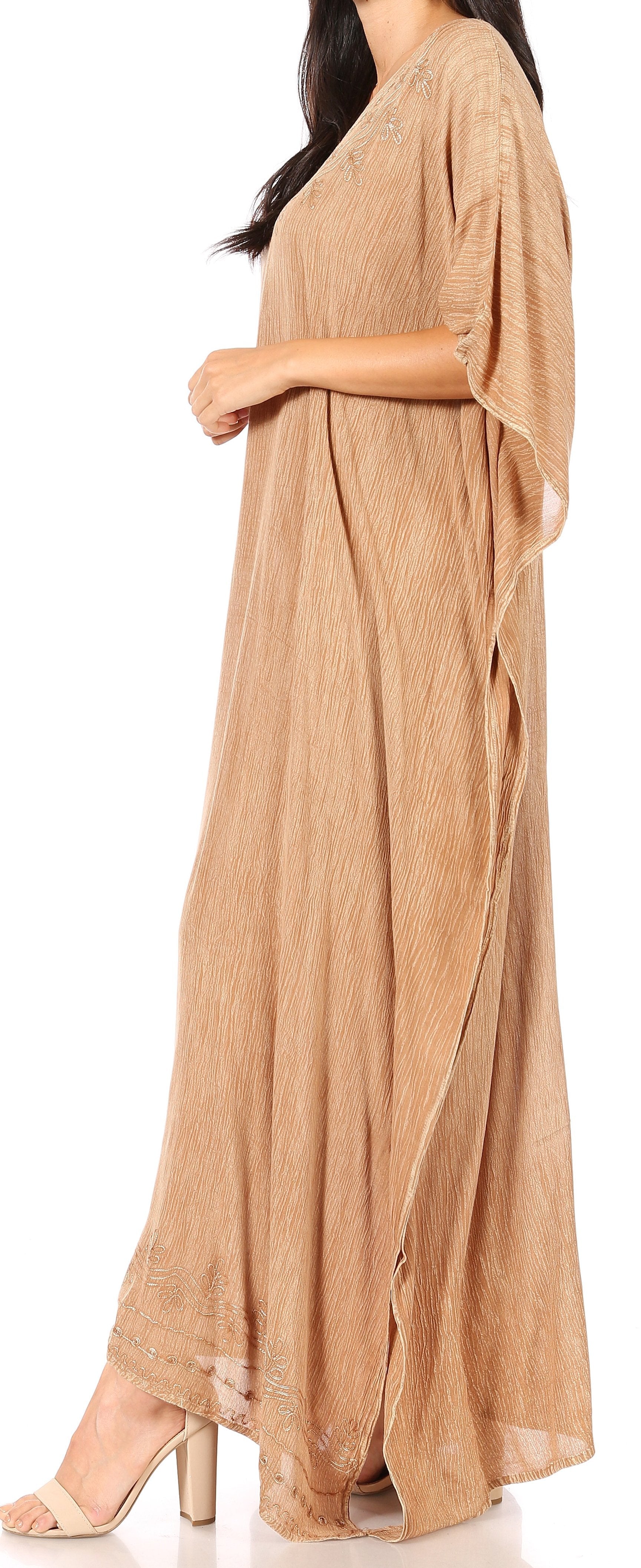 Sakkas Favi Womens Casual Long Maxi Dress Caftan Cover Up Loungewear in Rayon - Concordia Style Boutique