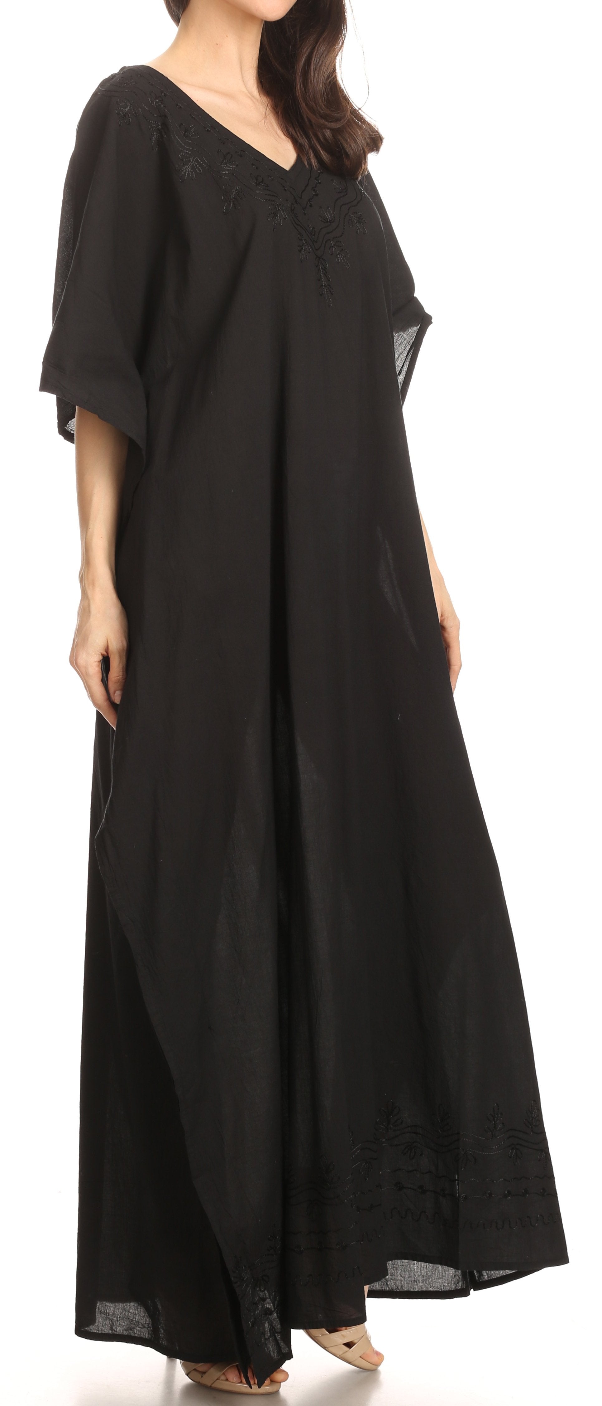 Sakkas Favi Womens Casual Long Maxi Dress Caftan Cover Up Loungewear in Rayon - Concordia Style Boutique
