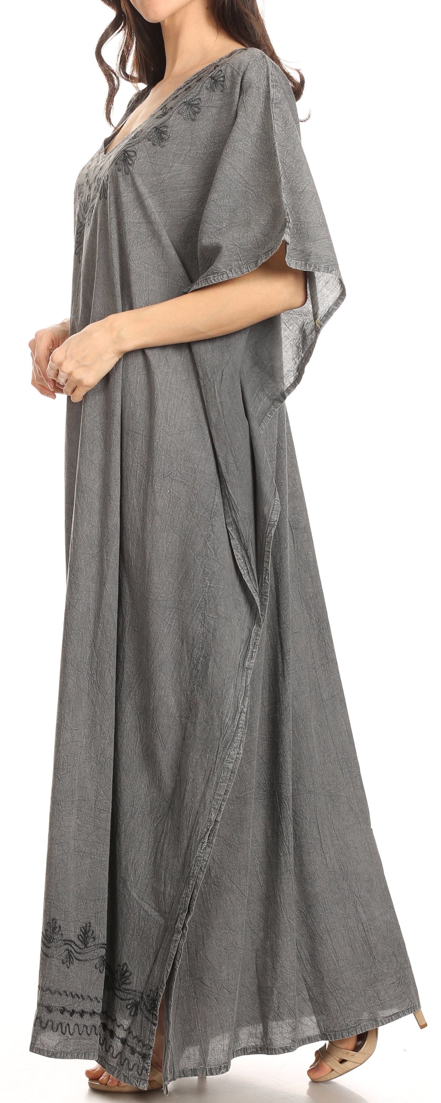 Sakkas Favi Womens Casual Long Maxi Dress Caftan Cover Up Loungewear in Rayon - Concordia Style Boutique
