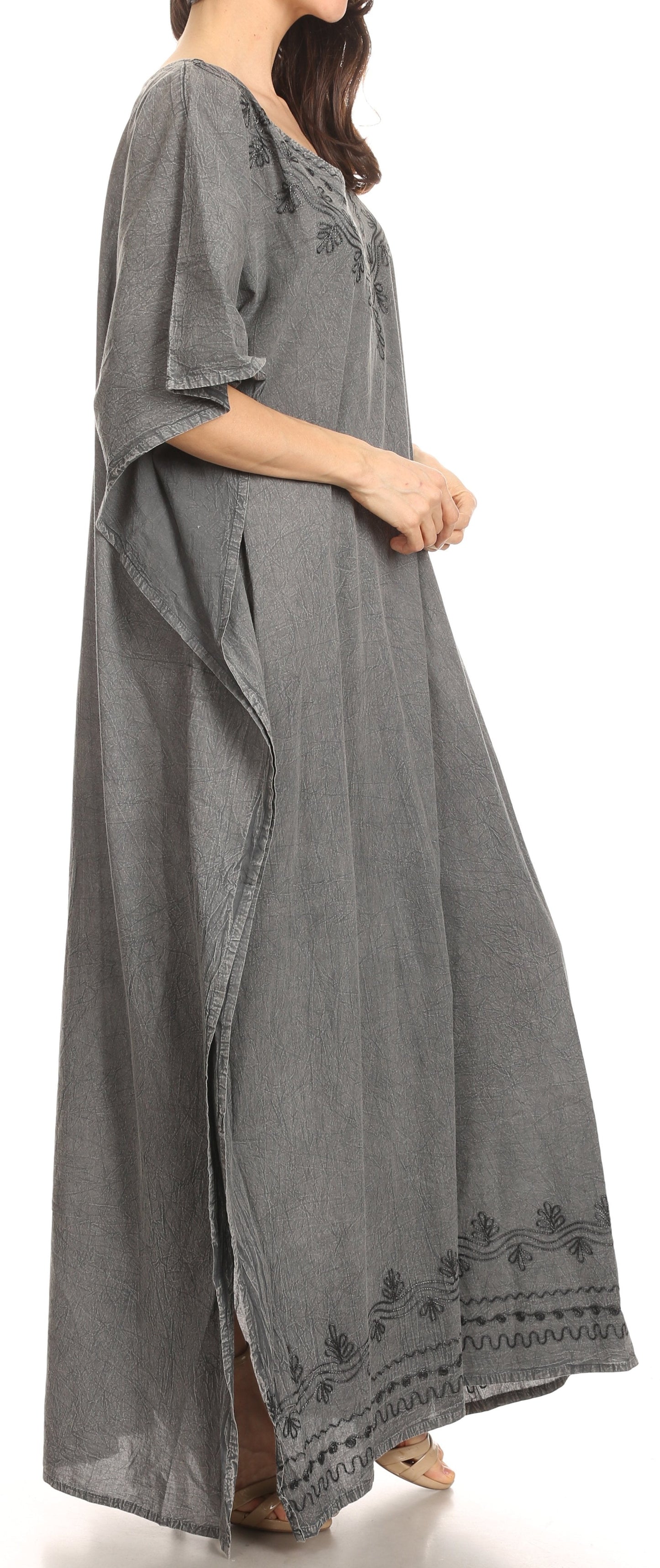 Sakkas Favi Womens Casual Long Maxi Dress Caftan Cover Up Loungewear in Rayon - Concordia Style Boutique