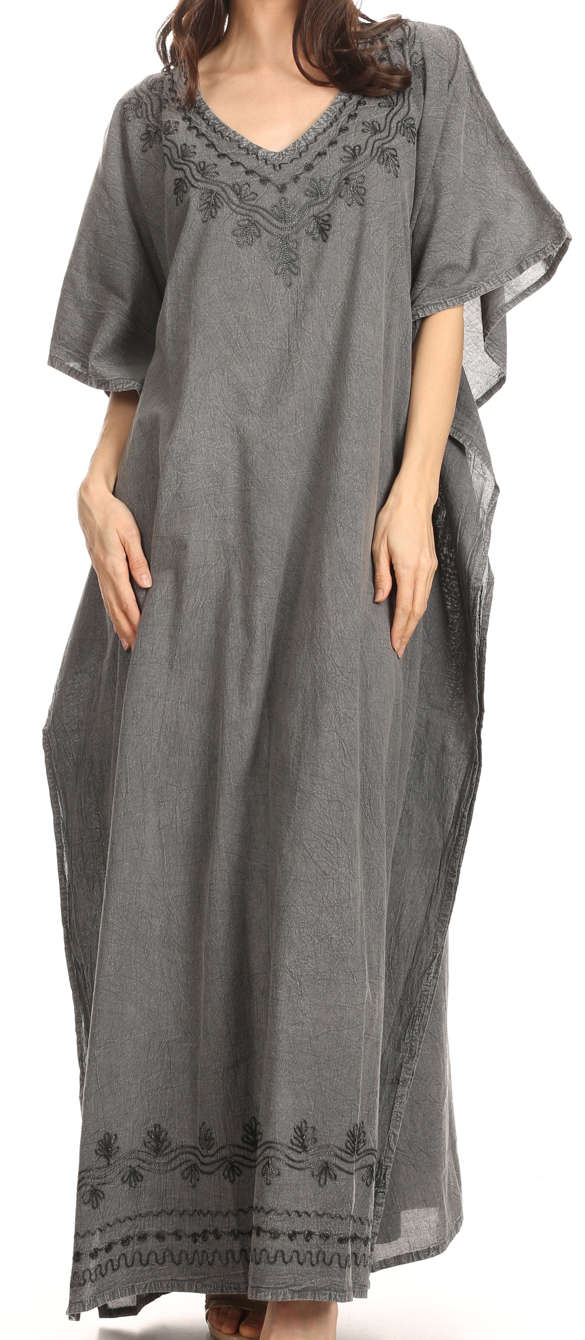 Sakkas Favi Womens Casual Long Maxi Dress Caftan Cover Up Loungewear in Rayon - Concordia Style Boutique