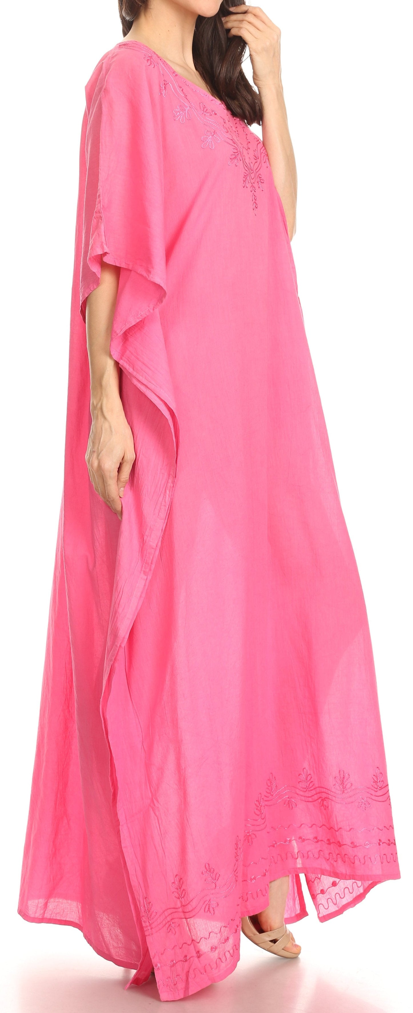 Sakkas Favi Womens Casual Long Maxi Dress Caftan Cover Up Loungewear in Rayon - Concordia Style Boutique