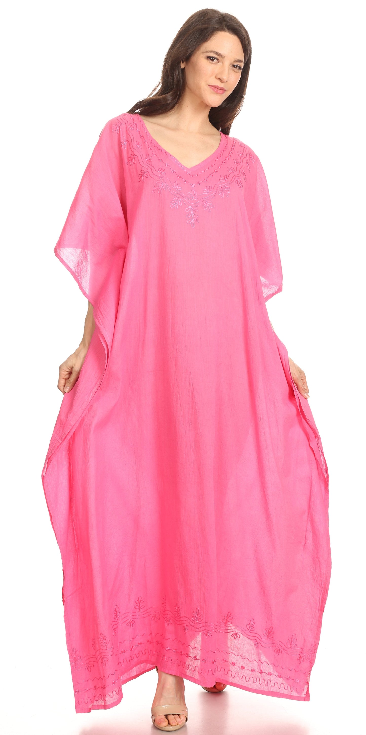 Sakkas Favi Womens Casual Long Maxi Dress Caftan Cover Up Loungewear in Rayon - Concordia Style Boutique