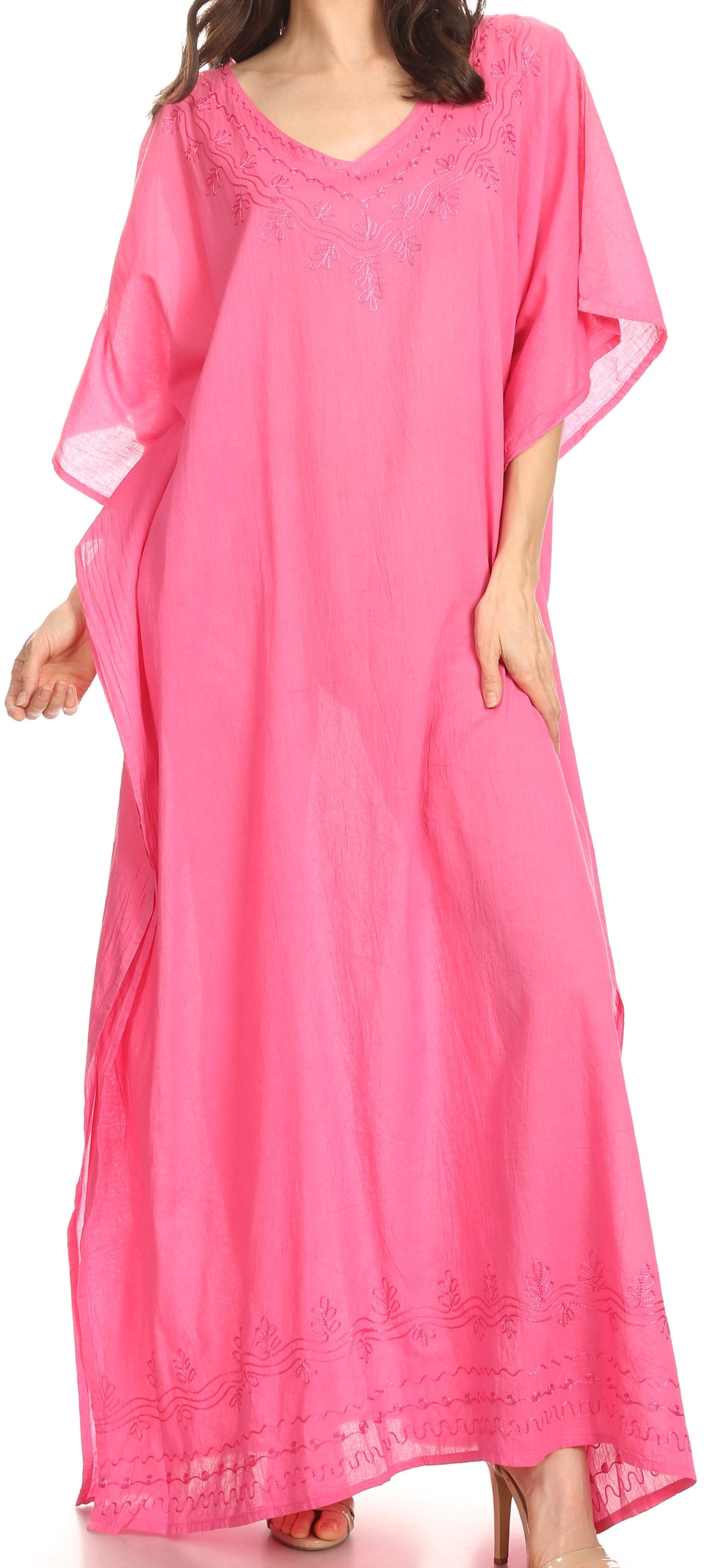 Sakkas Favi Womens Casual Long Maxi Dress Caftan Cover Up Loungewear in Rayon - Concordia Style Boutique