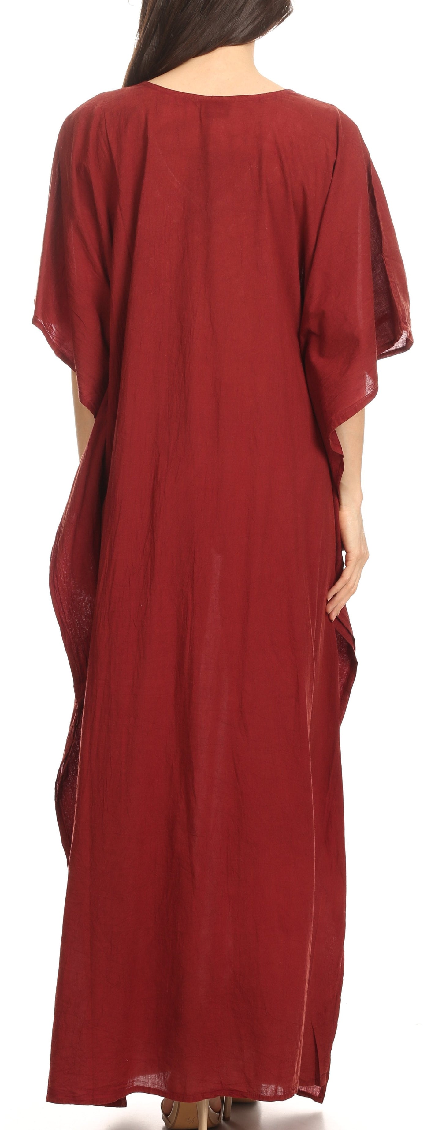 Sakkas Favi Womens Casual Long Maxi Dress Caftan Cover Up Loungewear in Rayon - Concordia Style Boutique