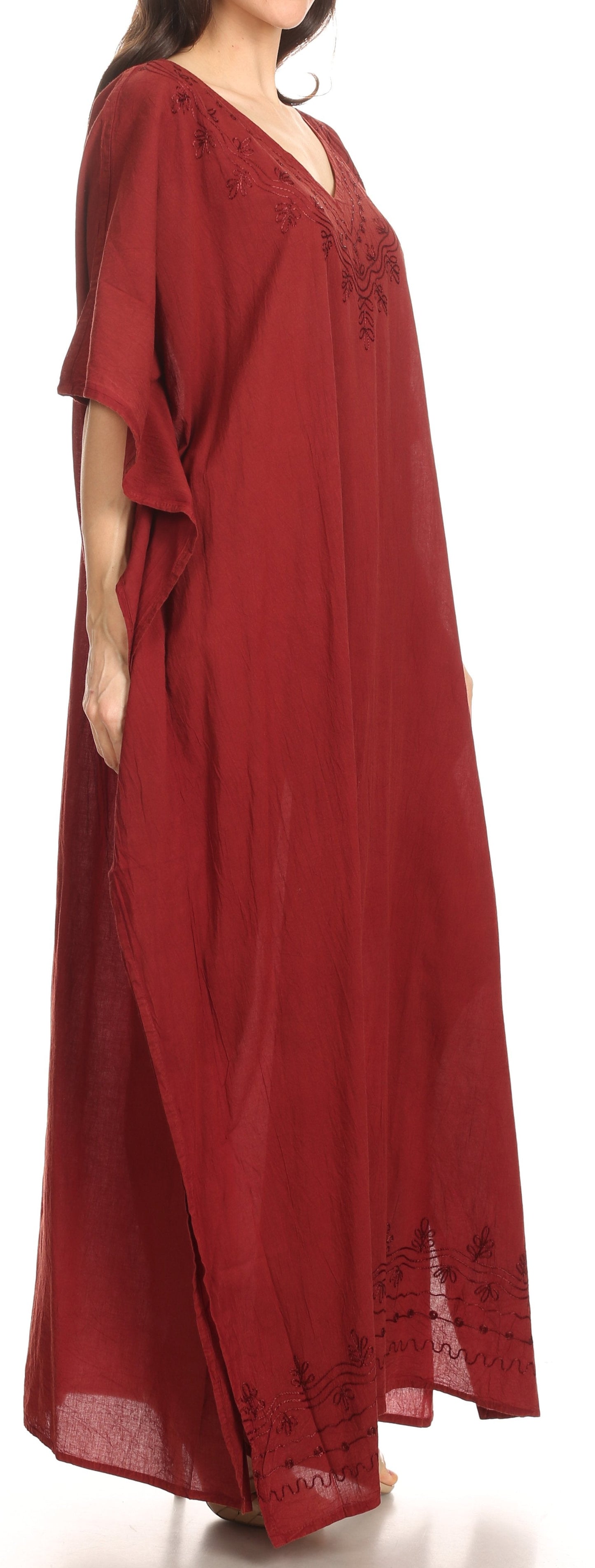Sakkas Favi Womens Casual Long Maxi Dress Caftan Cover Up Loungewear in Rayon - Concordia Style Boutique