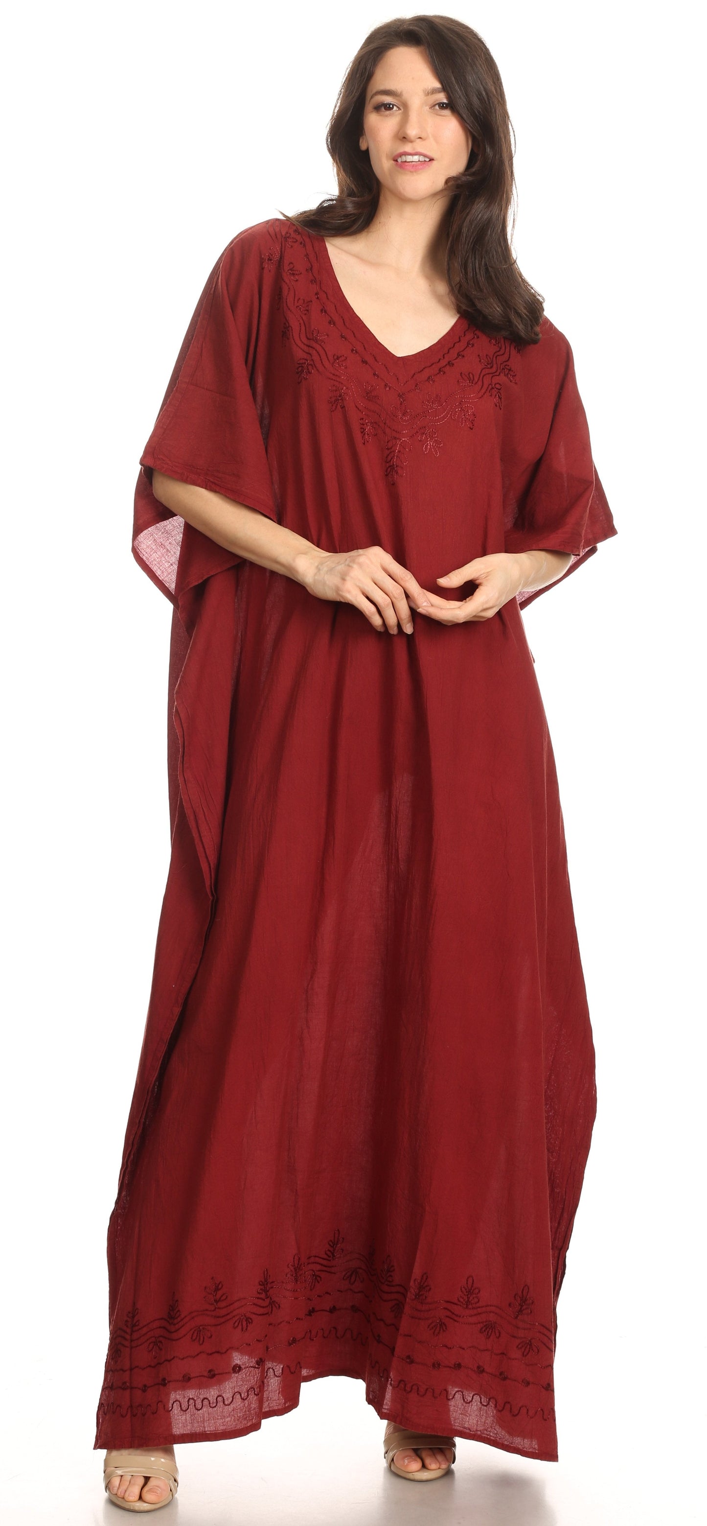 Sakkas Favi Womens Casual Long Maxi Dress Caftan Cover Up Loungewear in Rayon - Concordia Style Boutique