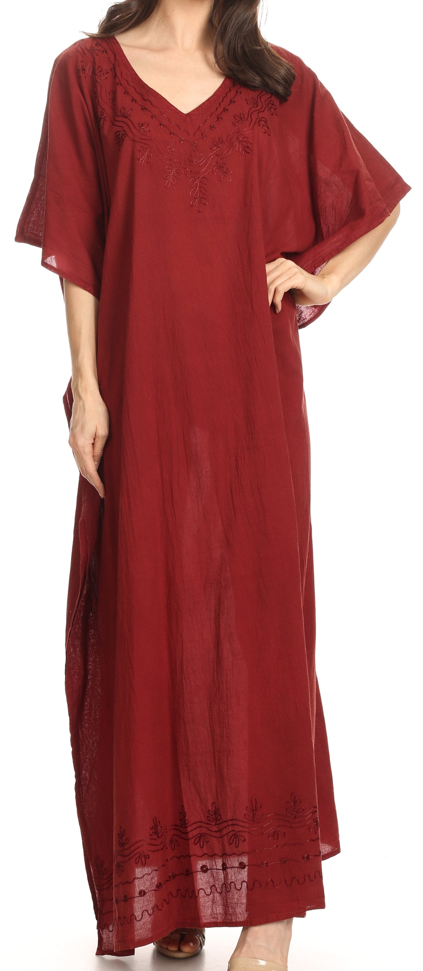 Sakkas Favi Womens Casual Long Maxi Dress Caftan Cover Up Loungewear in Rayon - Concordia Style Boutique