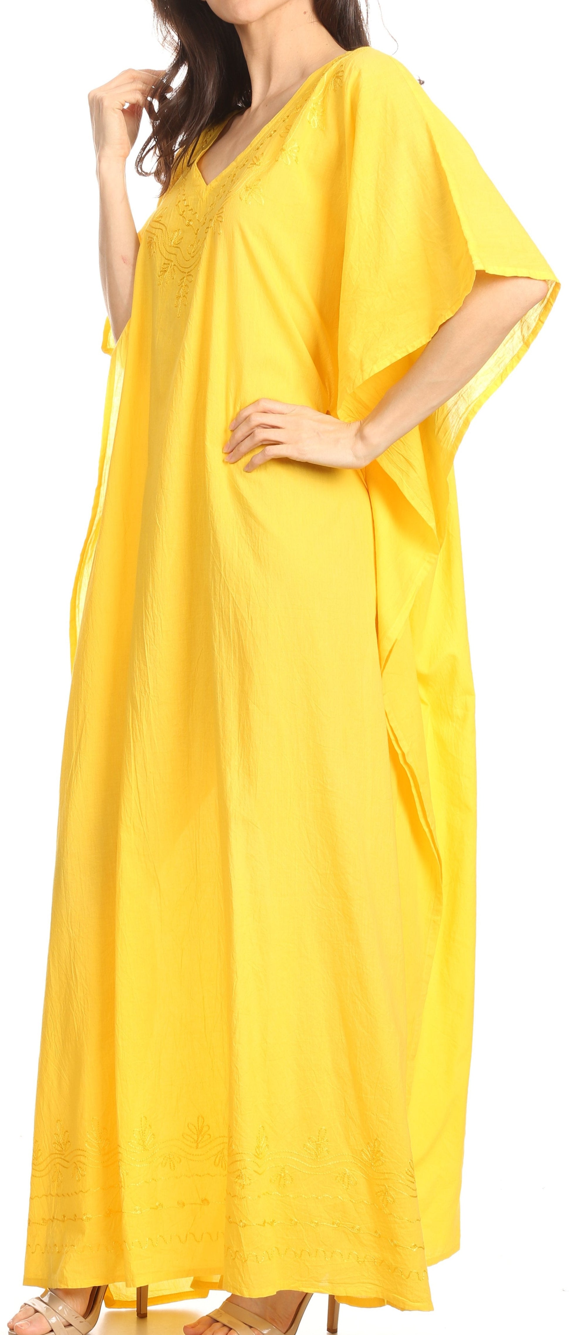 Sakkas Favi Womens Casual Long Maxi Dress Caftan Cover Up Loungewear in Rayon - Concordia Style Boutique