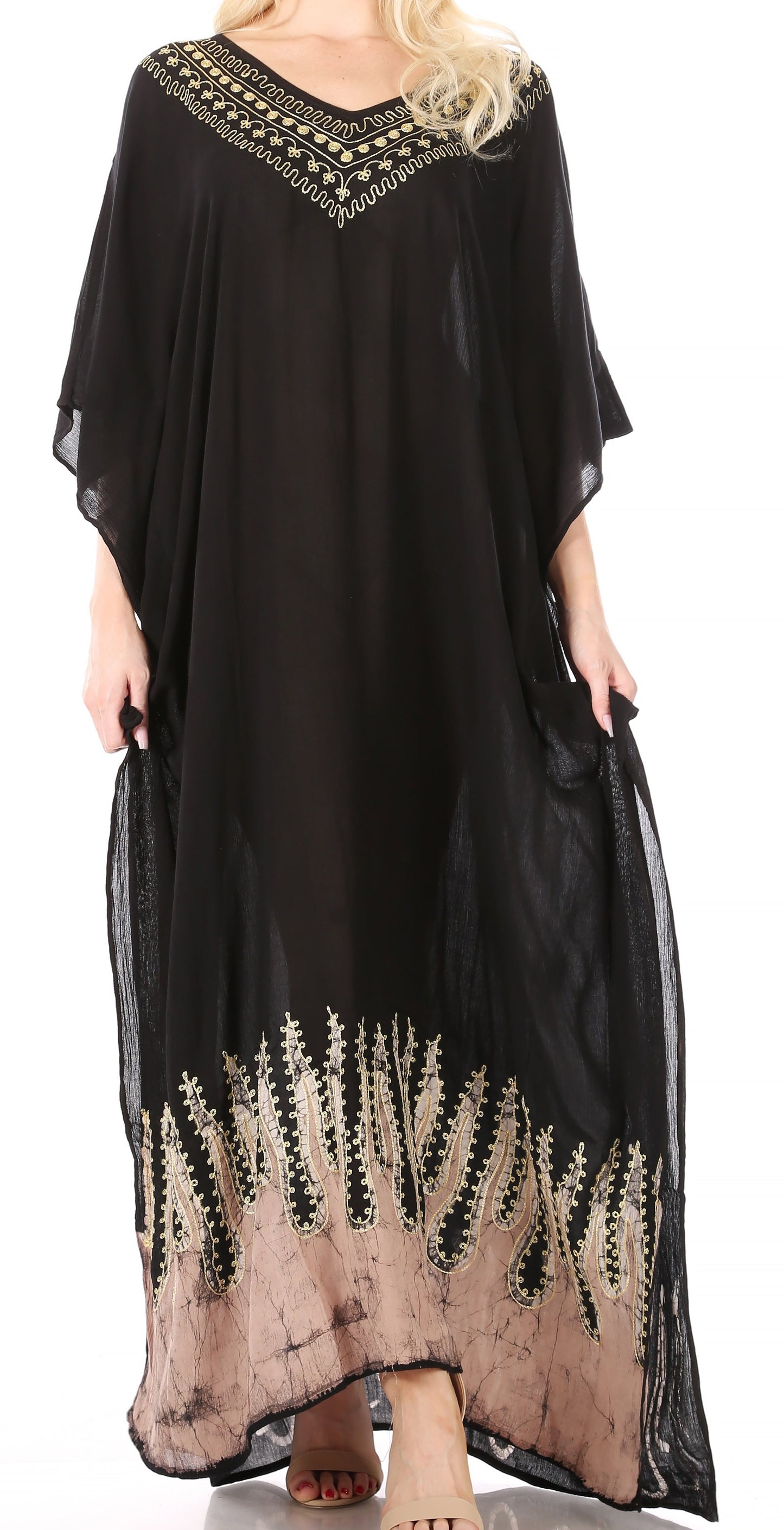Sakkas Leonor Women's Boho Casual Long Maxi Caftan Dress Kaftan Cover-up LougeWear - Concordia Style Boutique
