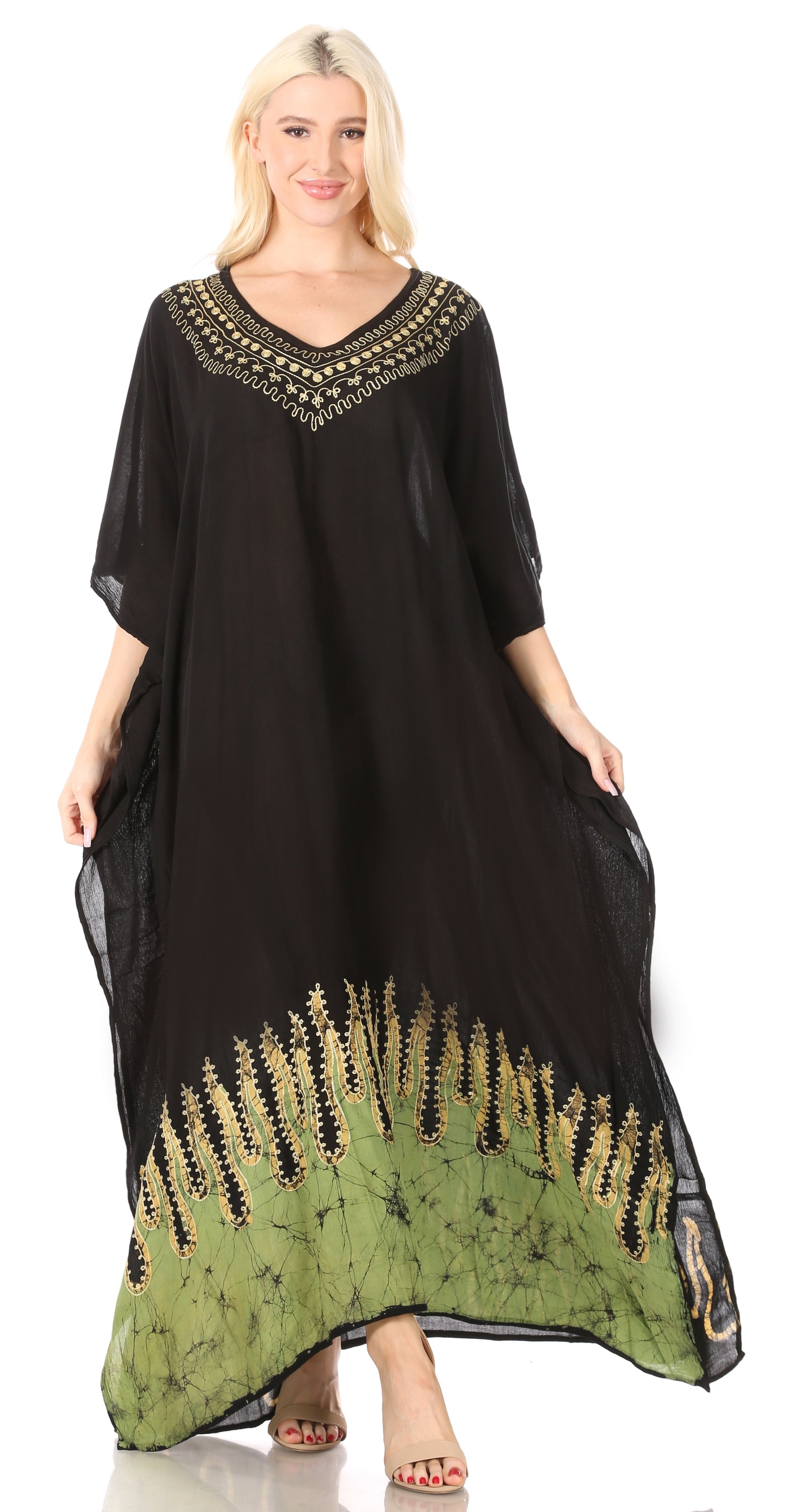 Sakkas Leonor Women's Boho Casual Long Maxi Caftan Dress Kaftan Cover-up LougeWear - Concordia Style Boutique