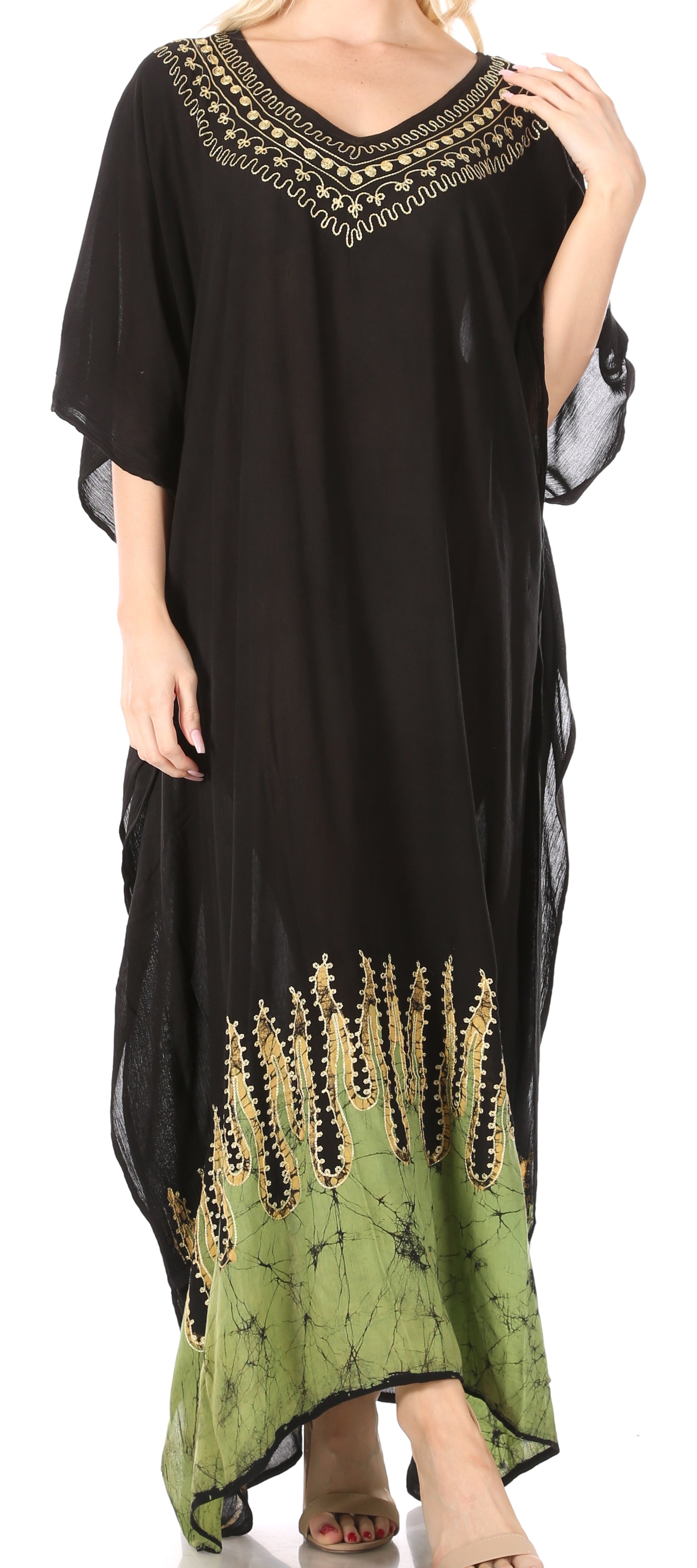 Sakkas Leonor Women's Boho Casual Long Maxi Caftan Dress Kaftan Cover-up LougeWear - Concordia Style Boutique