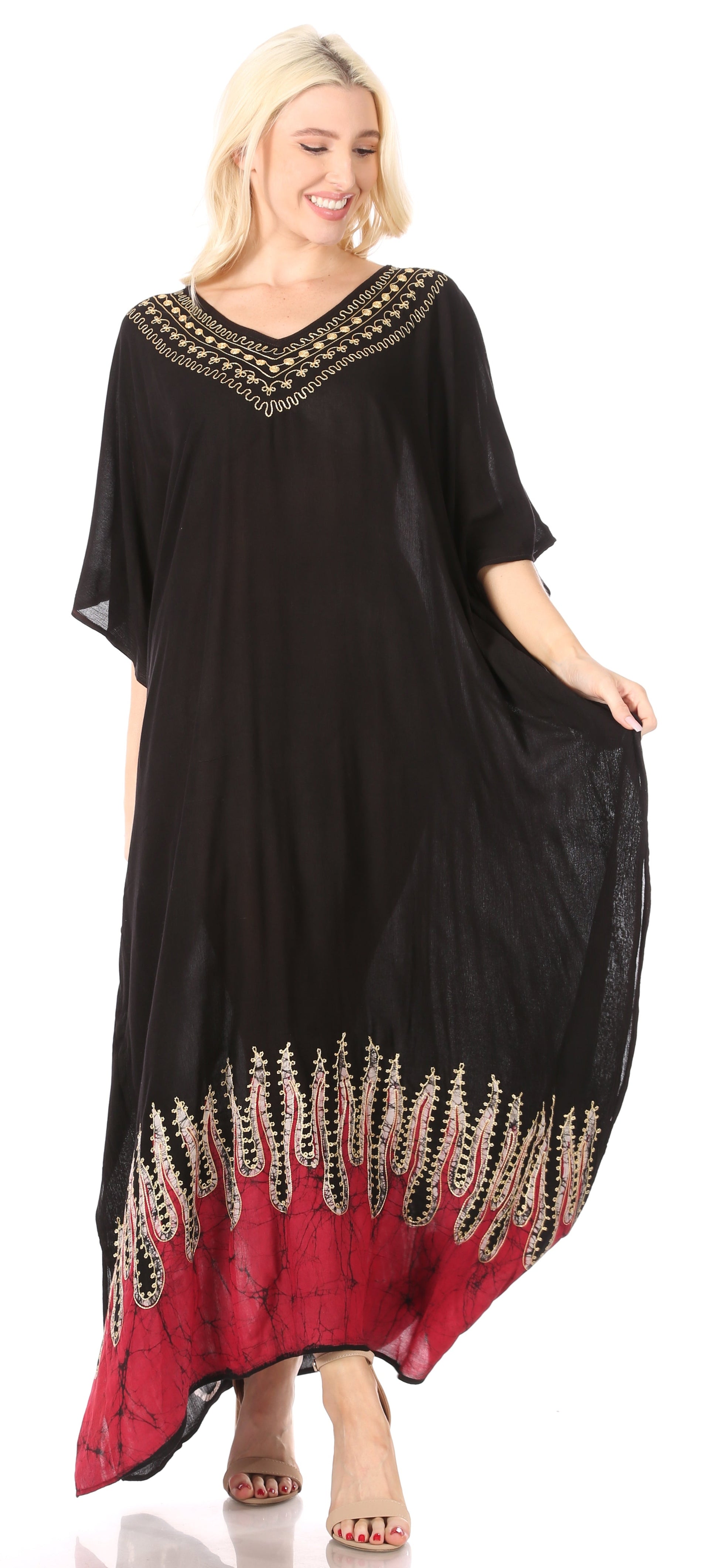 Sakkas Leonor Women's Boho Casual Long Maxi Caftan Dress Kaftan Cover-up LougeWear - Concordia Style Boutique