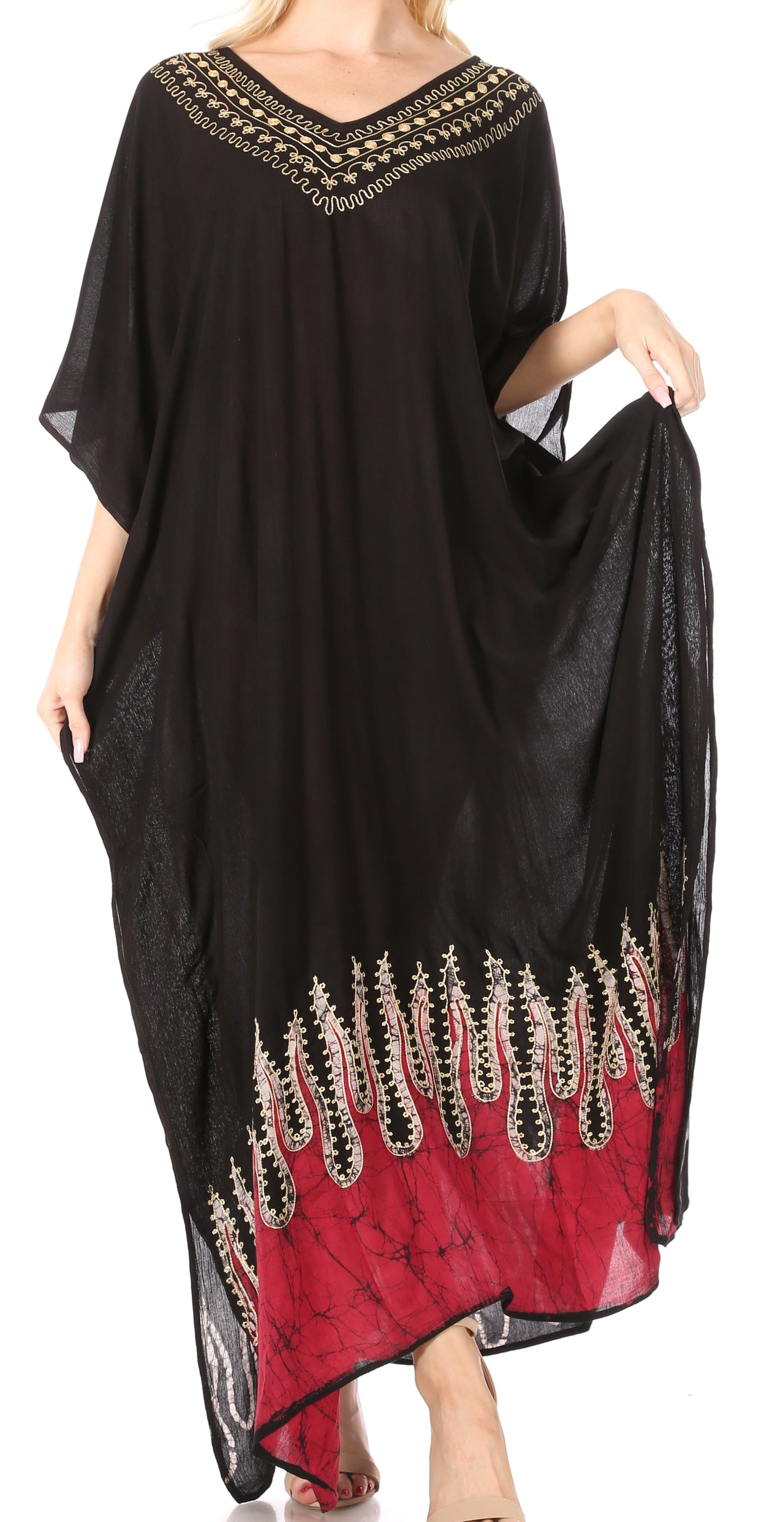 Sakkas Leonor Women's Boho Casual Long Maxi Caftan Dress Kaftan Cover-up LougeWear - Concordia Style Boutique