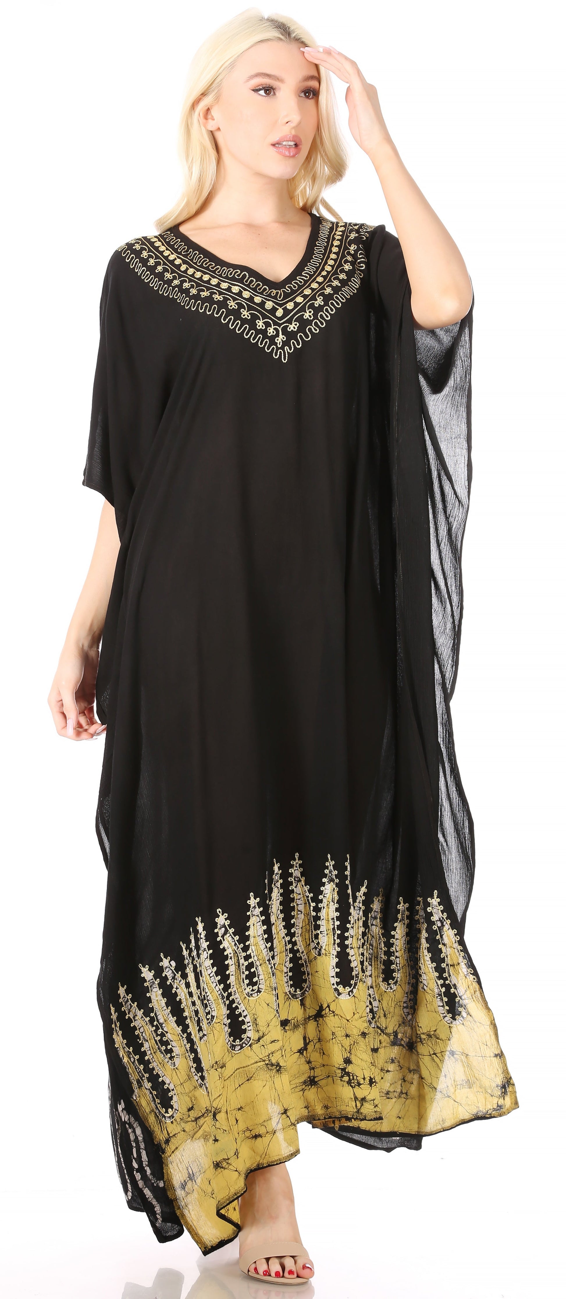 Sakkas Leonor Women's Boho Casual Long Maxi Caftan Dress Kaftan Cover-up LougeWear - Concordia Style Boutique