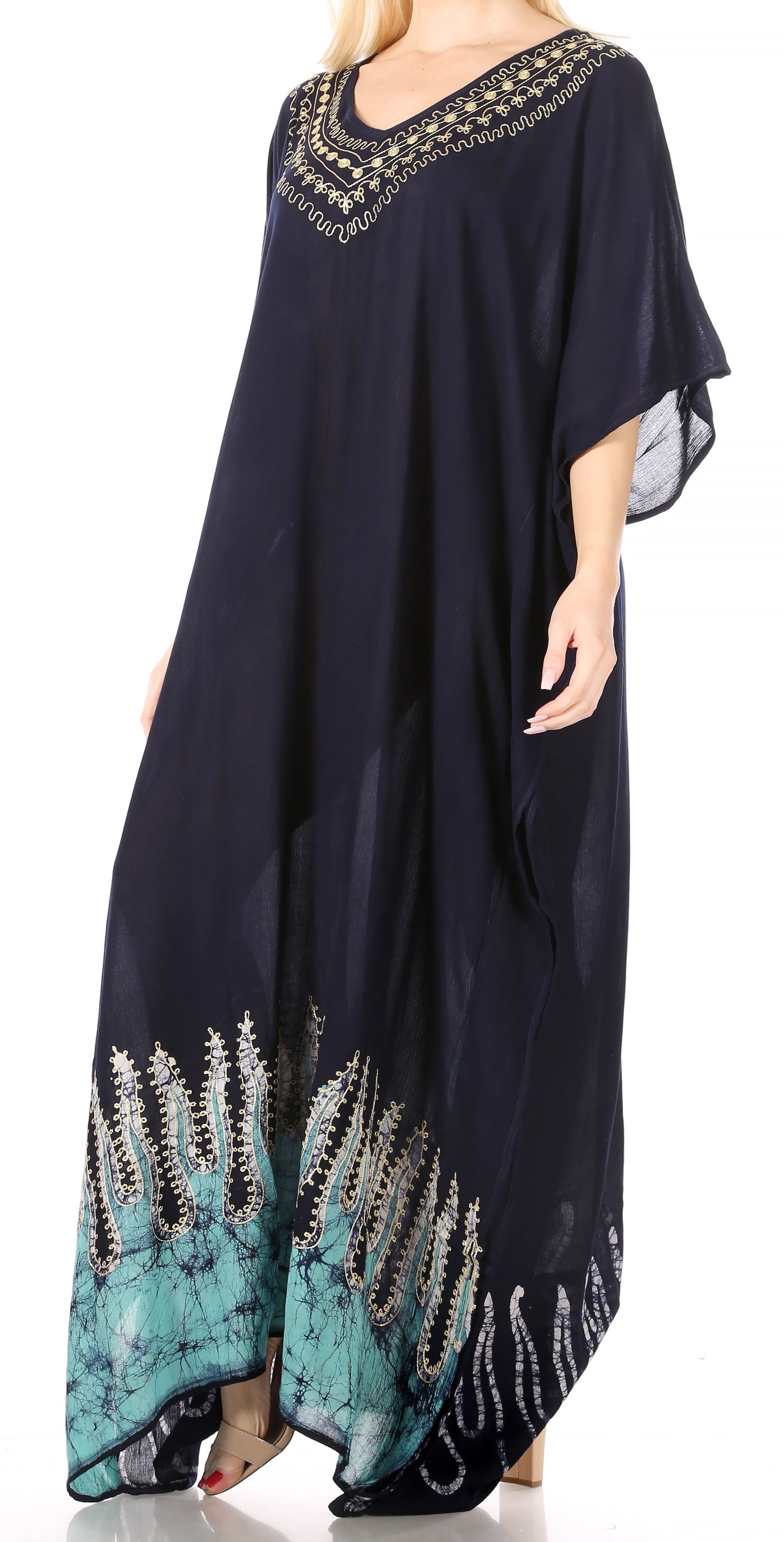 Sakkas Leonor Women's Boho Casual Long Maxi Caftan Dress Kaftan Cover-up LougeWear - Concordia Style Boutique