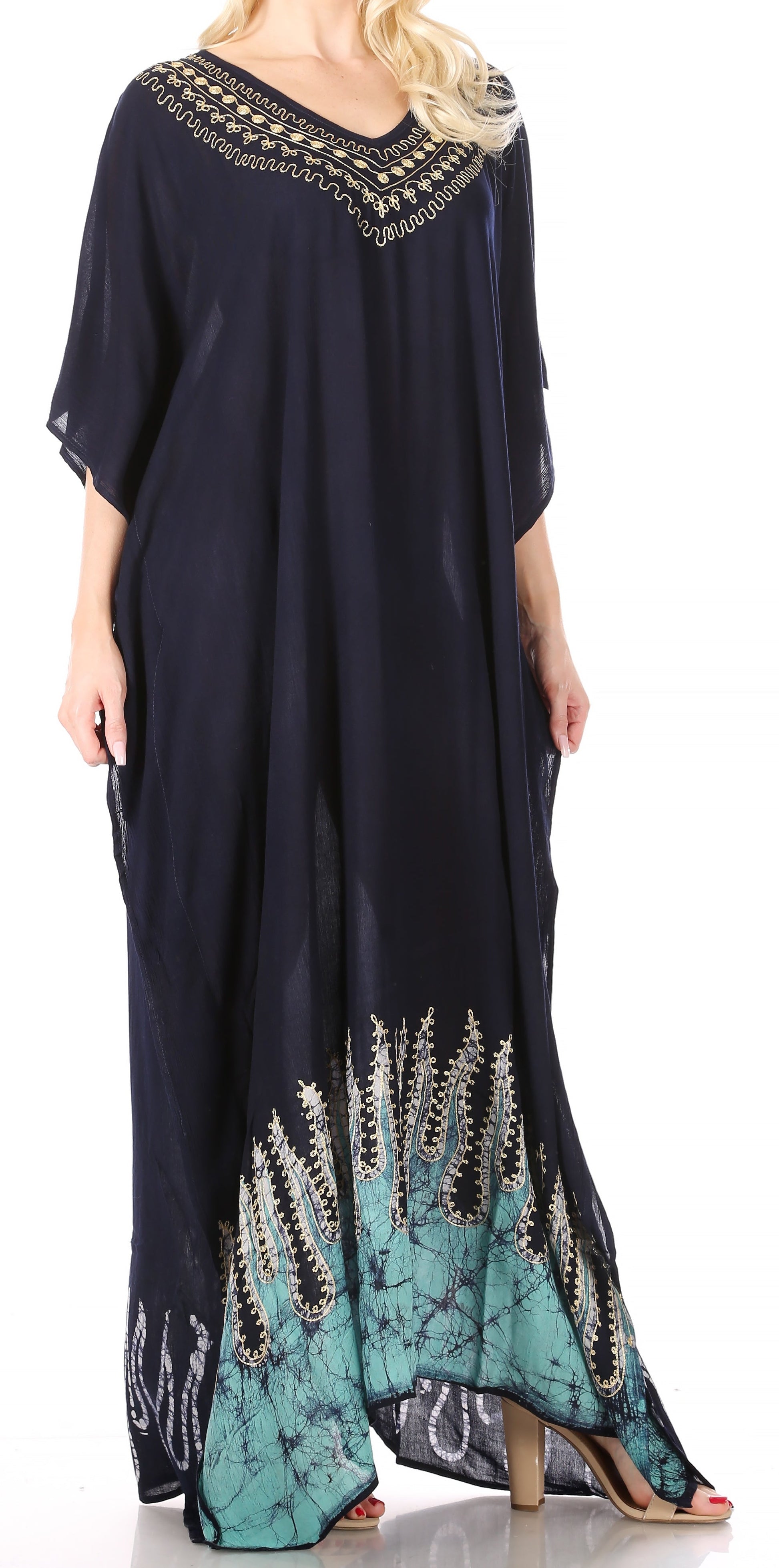Sakkas Leonor Women's Boho Casual Long Maxi Caftan Dress Kaftan Cover-up LougeWear - Concordia Style Boutique
