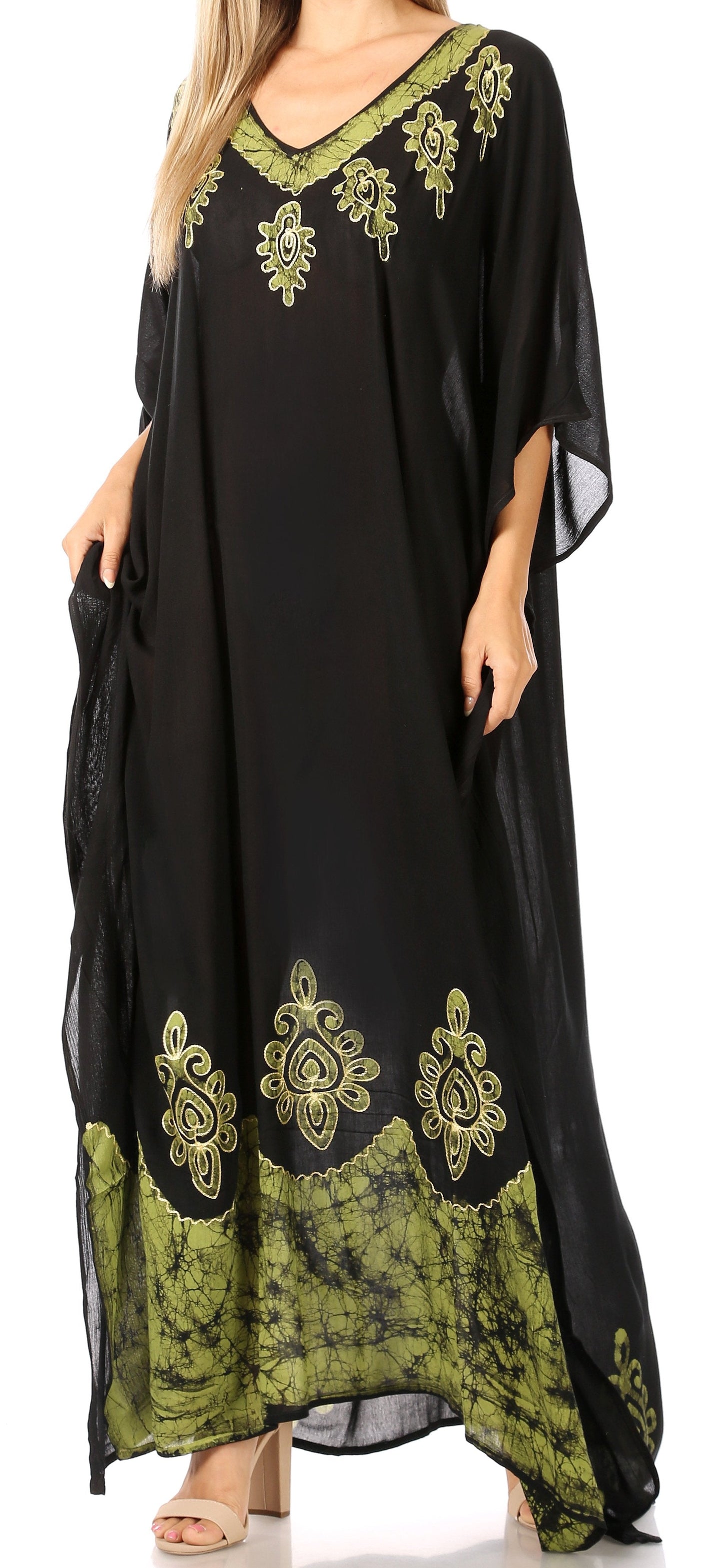 Sakkas Leonor Women's Boho Casual Long Maxi Caftan Dress Kaftan Cover-up LougeWear - Concordia Style Boutique