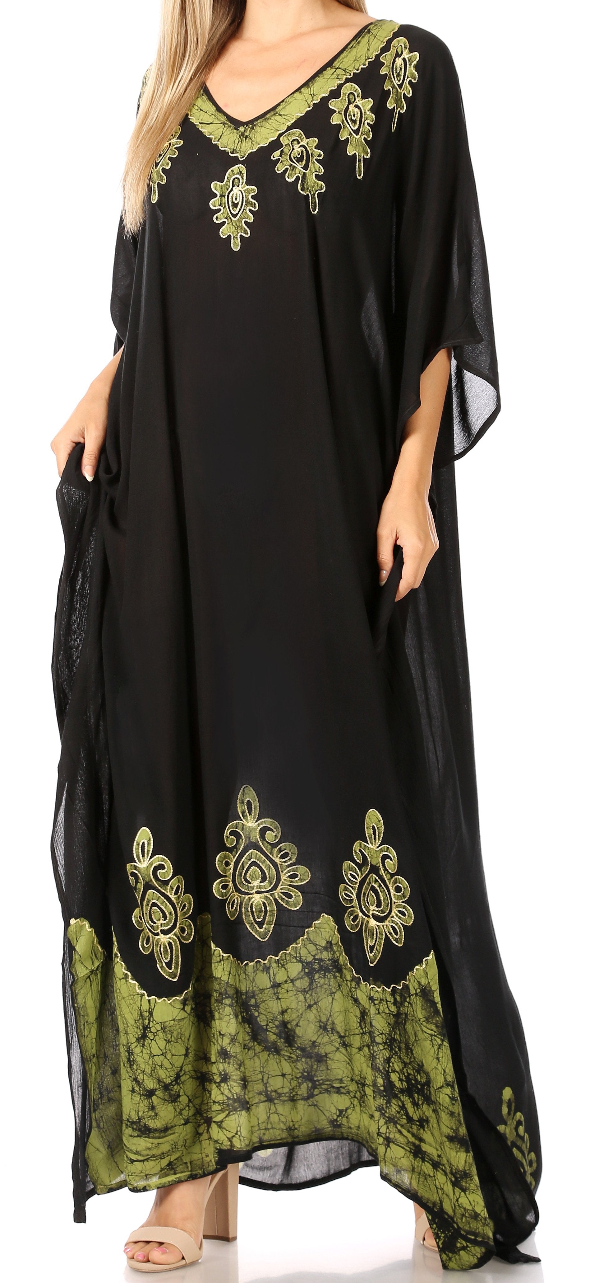 Sakkas Leonor Women's Boho Casual Long Maxi Caftan Dress Kaftan Cover-up LougeWear - Concordia Style Boutique