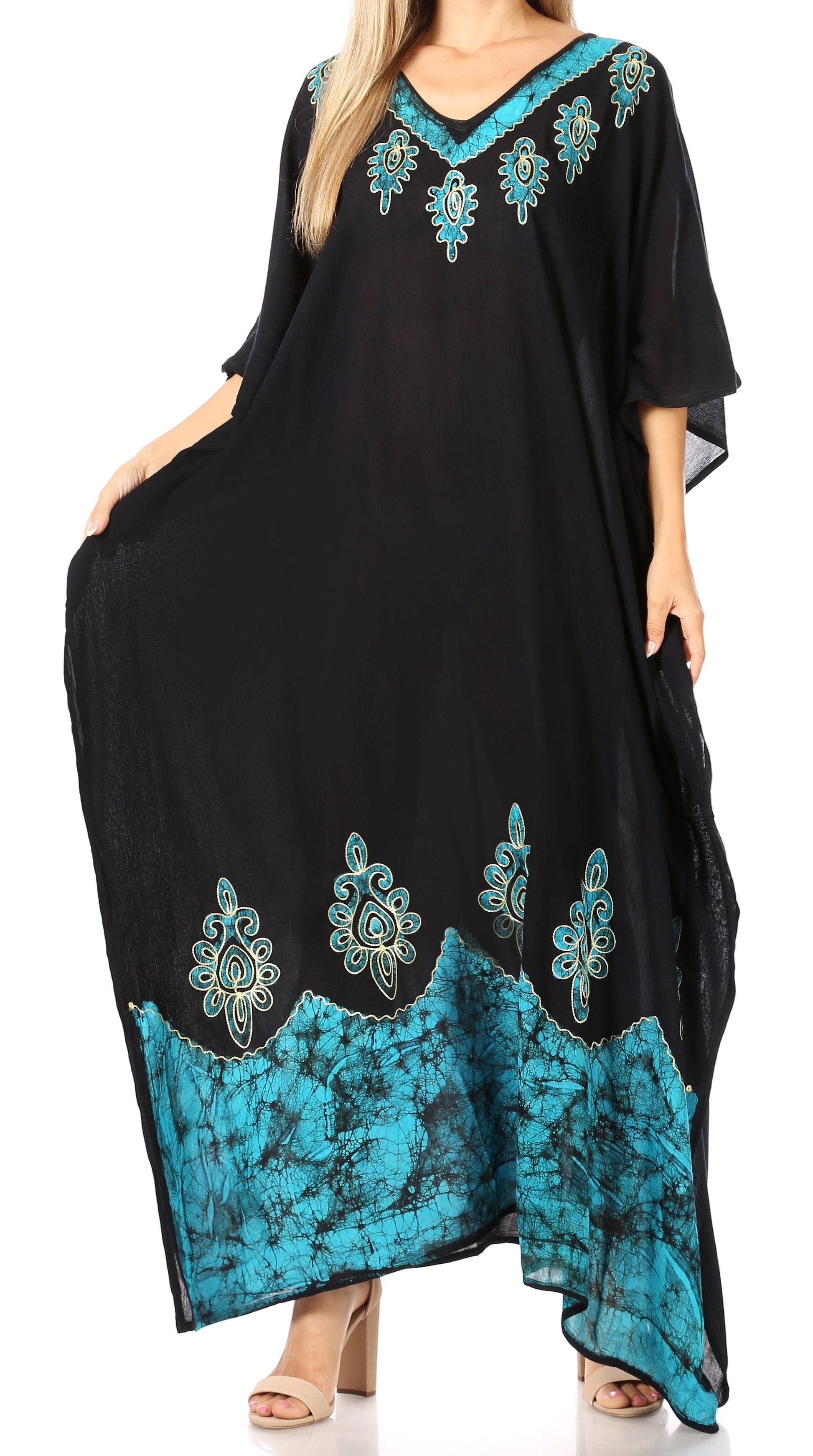 Sakkas Leonor Women's Boho Casual Long Maxi Caftan Dress Kaftan Cover-up LougeWear - Concordia Style Boutique