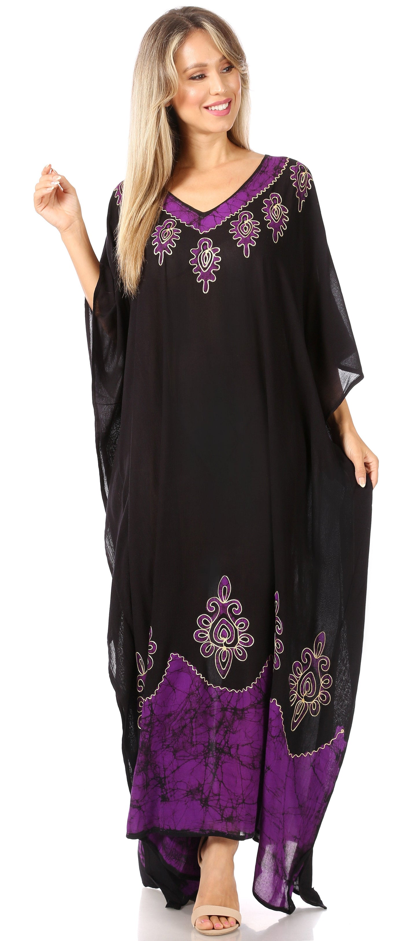 Sakkas Leonor Women's Boho Casual Long Maxi Caftan Dress Kaftan Cover-up LougeWear - Concordia Style Boutique
