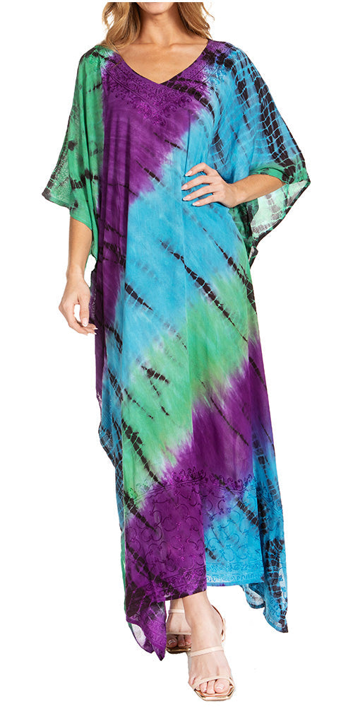 Sakkas Catia Women's Boho-Style Long Maxi Caftan for Lounging and Casual Wear - Concordia Style Boutique