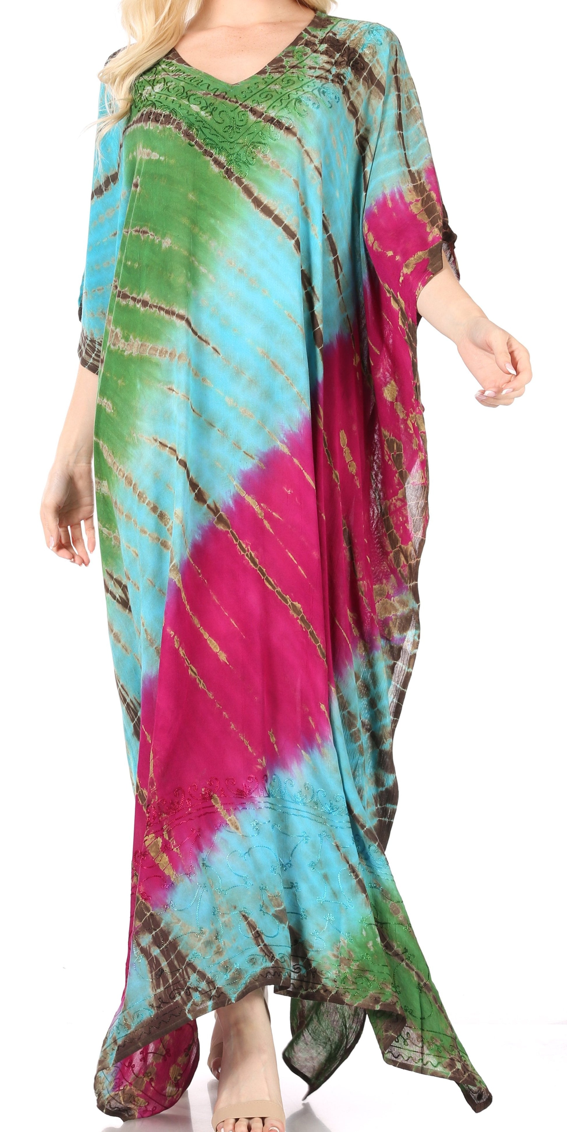 Sakkas Catia Women's Boho-Style Long Maxi Caftan for Lounging and Casual Wear - Concordia Style Boutique