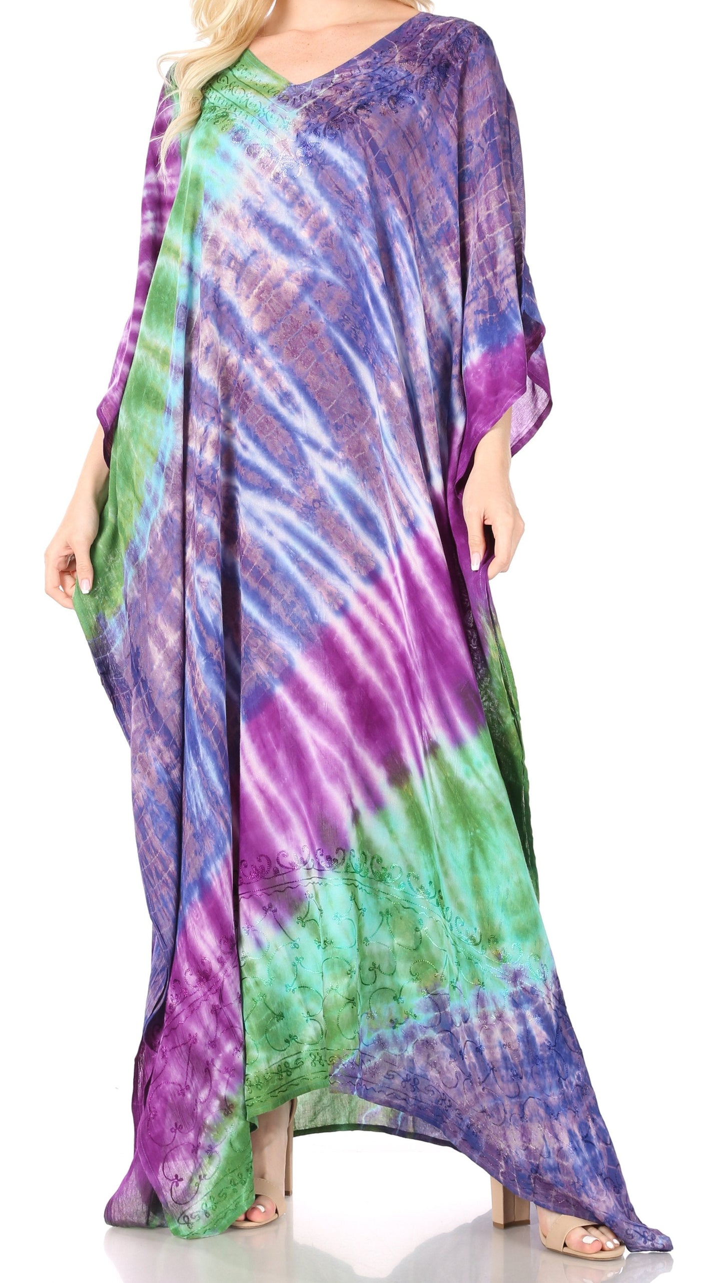 Sakkas Catia Women's Boho-Style Long Maxi Caftan for Lounging and Casual Wear - Concordia Style Boutique