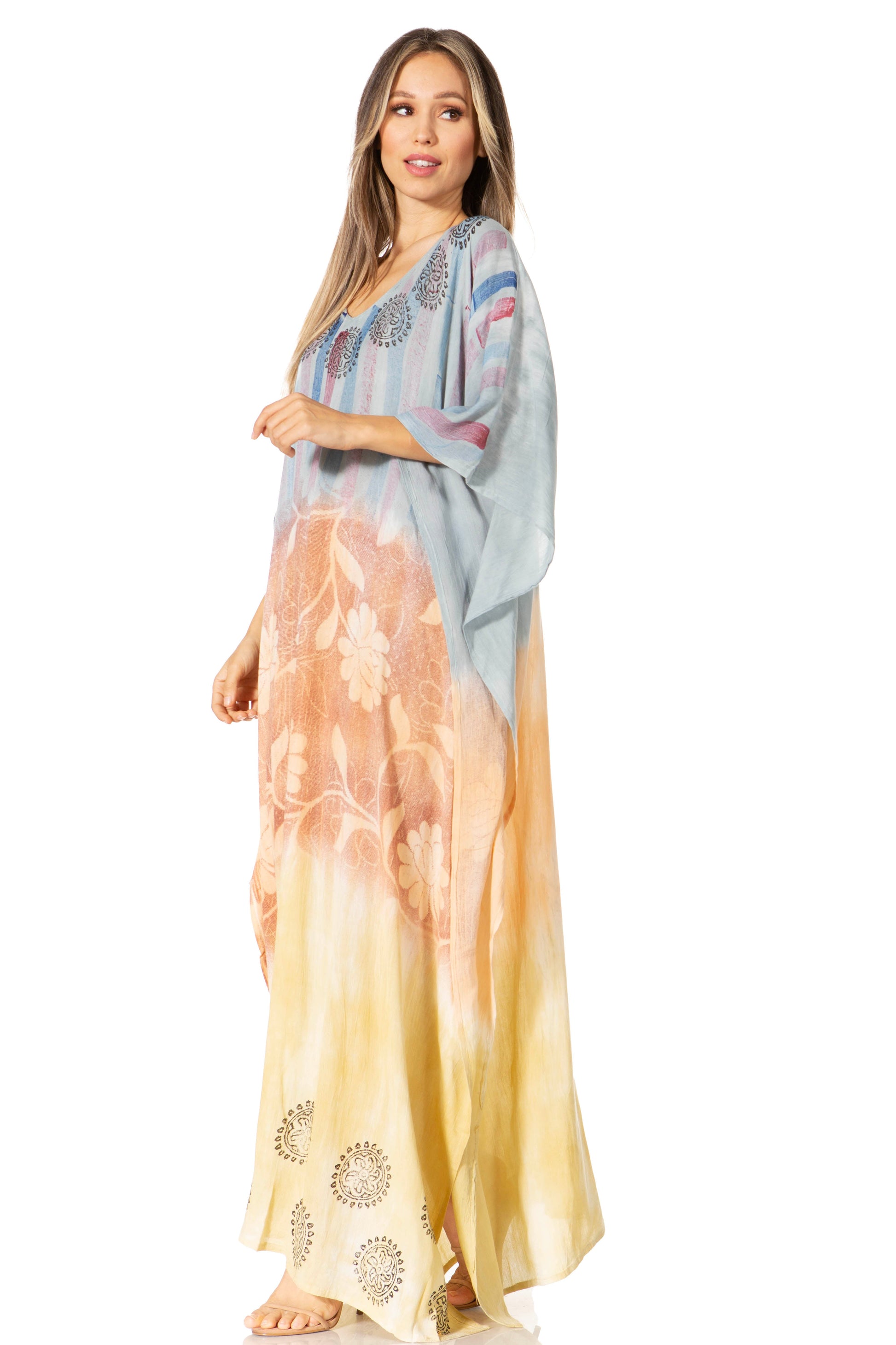 Sakkas Catia Women's Boho-Style Long Maxi Caftan for Lounging and Casual Wear - Concordia Style Boutique