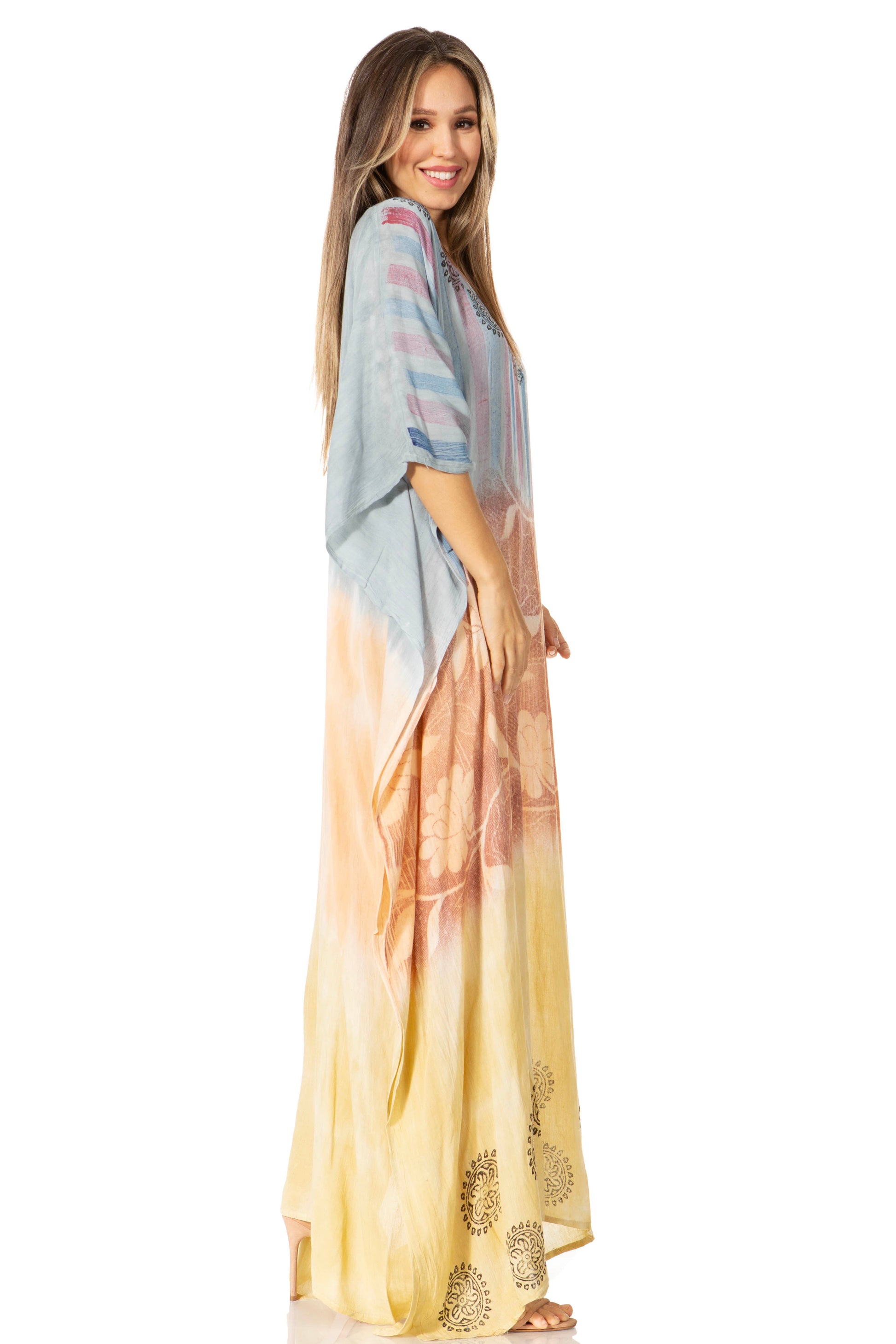 Sakkas Catia Women's Boho-Style Long Maxi Caftan for Lounging and Casual Wear - Concordia Style Boutique