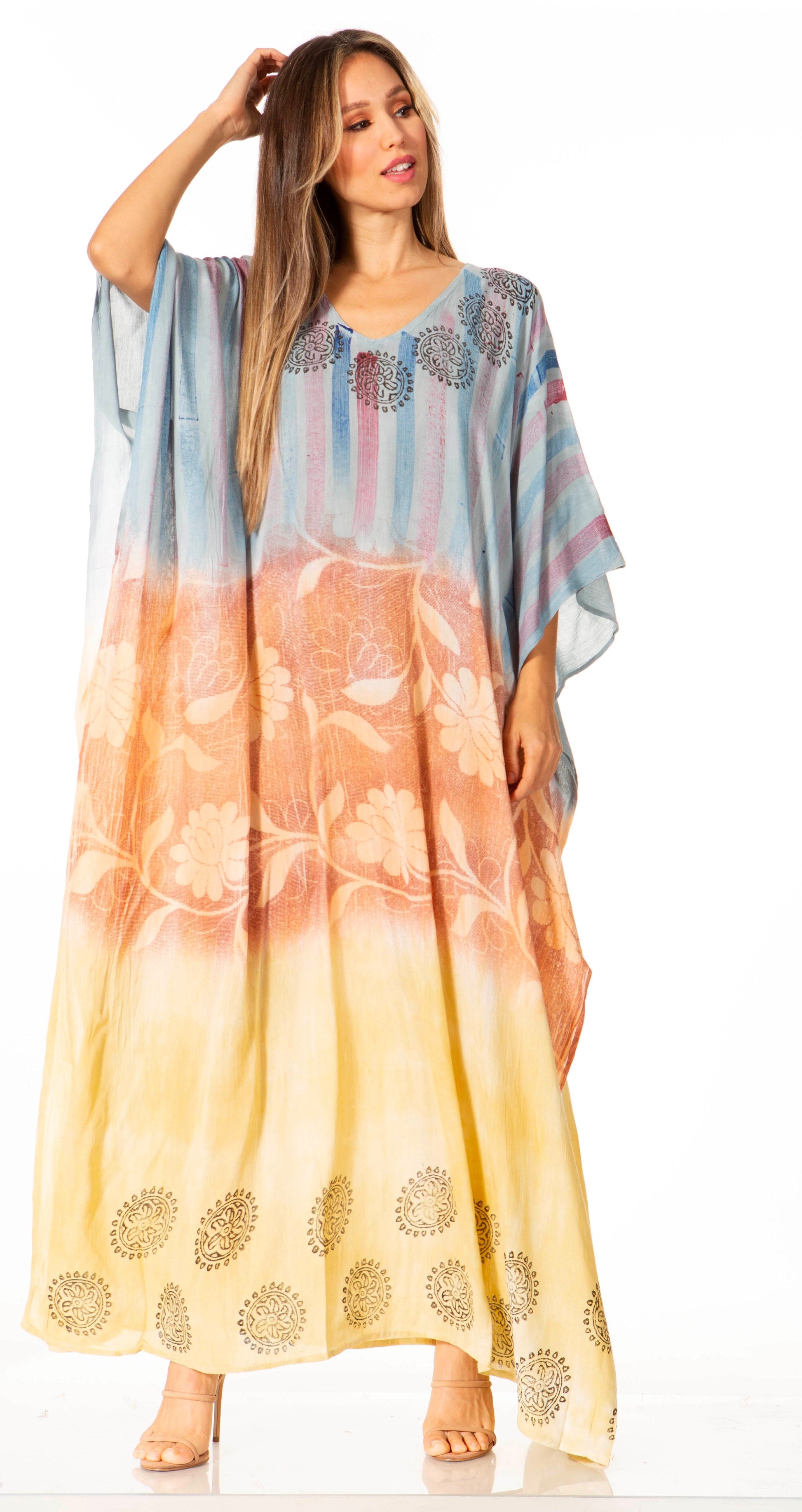 Sakkas Catia Women's Boho-Style Long Maxi Caftan for Lounging and Casual Wear - Concordia Style Boutique