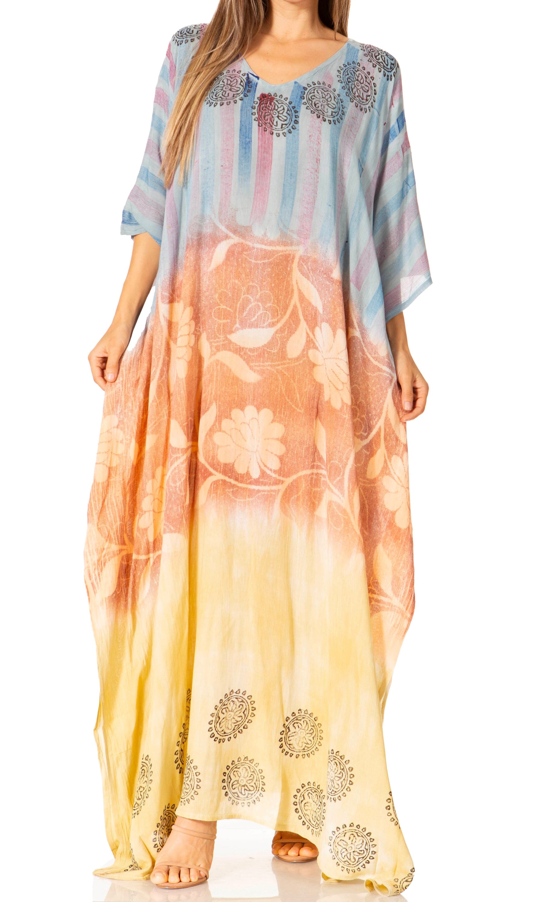 Sakkas Catia Women's Boho-Style Long Maxi Caftan for Lounging and Casual Wear - Concordia Style Boutique