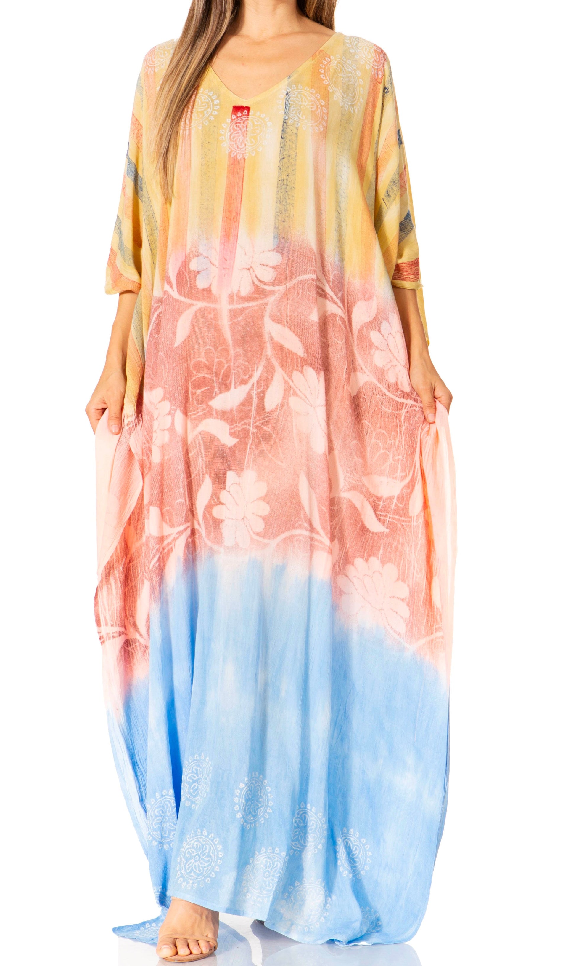 Sakkas Catia Women's Boho-Style Long Maxi Caftan for Lounging and Casual Wear - Concordia Style Boutique