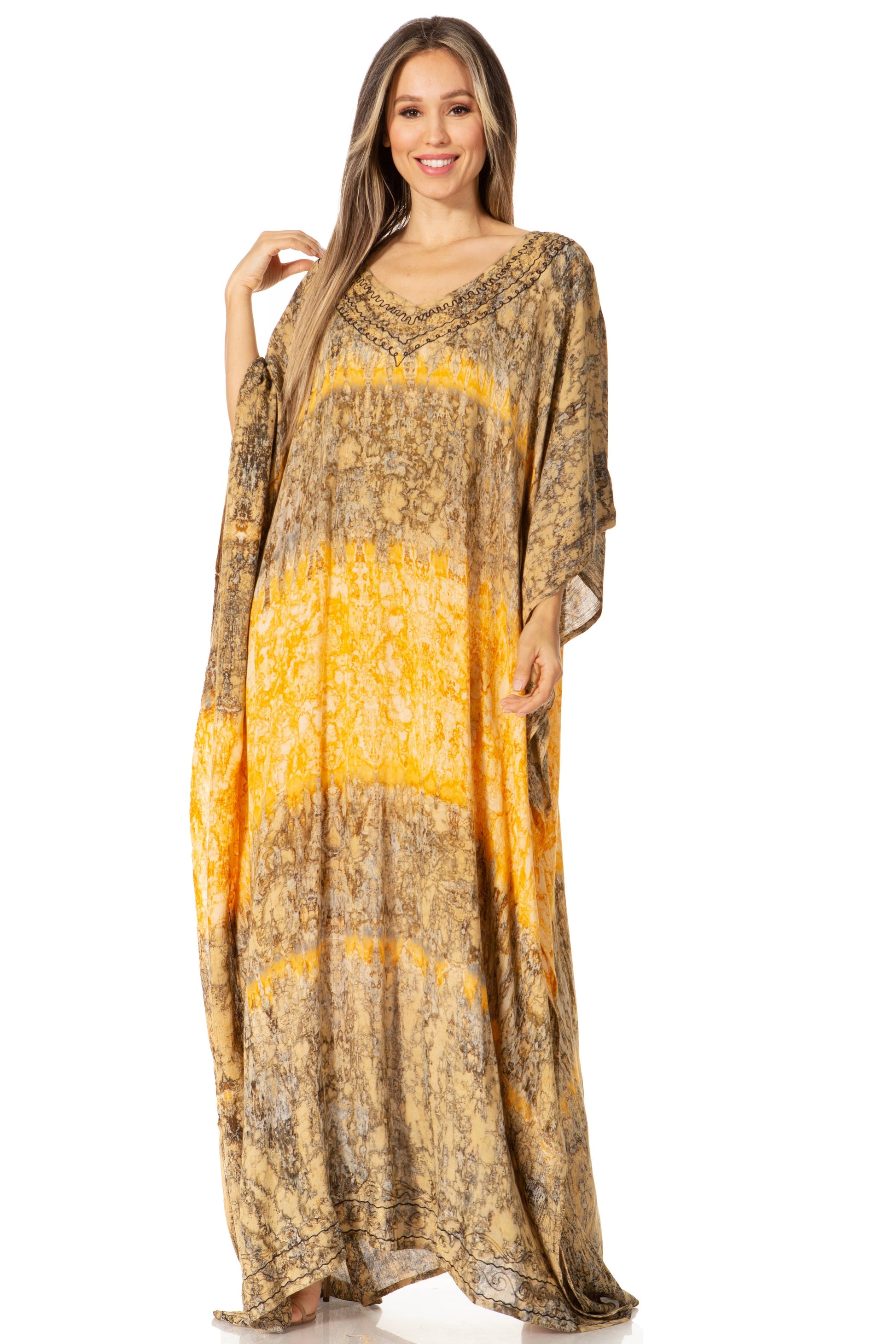 Sakkas Catia Women's Boho-Style Long Maxi Caftan for Lounging and Casual Wear - Concordia Style Boutique