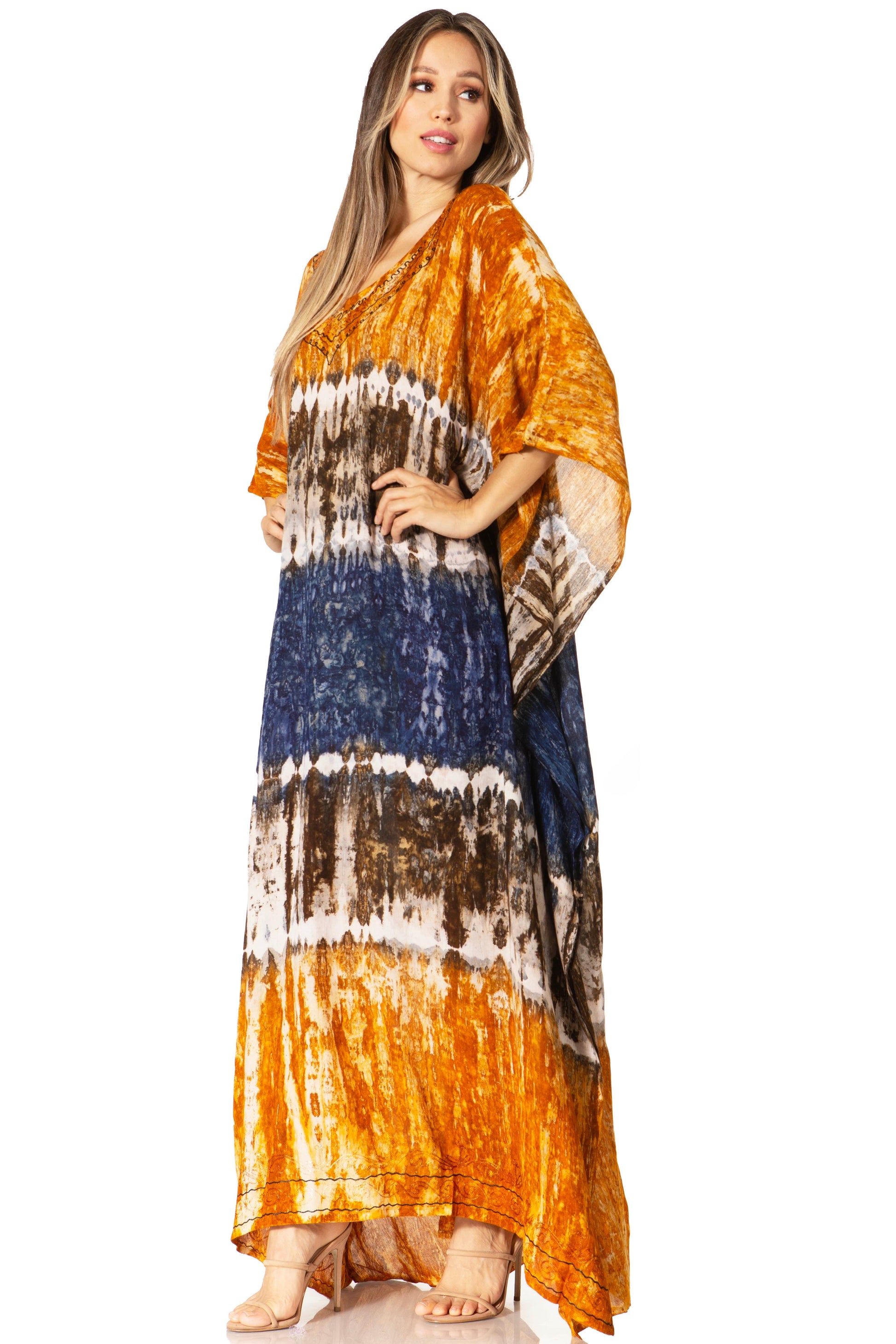 Sakkas Catia Women's Boho-Style Long Maxi Caftan for Lounging and Casual Wear - Concordia Style Boutique